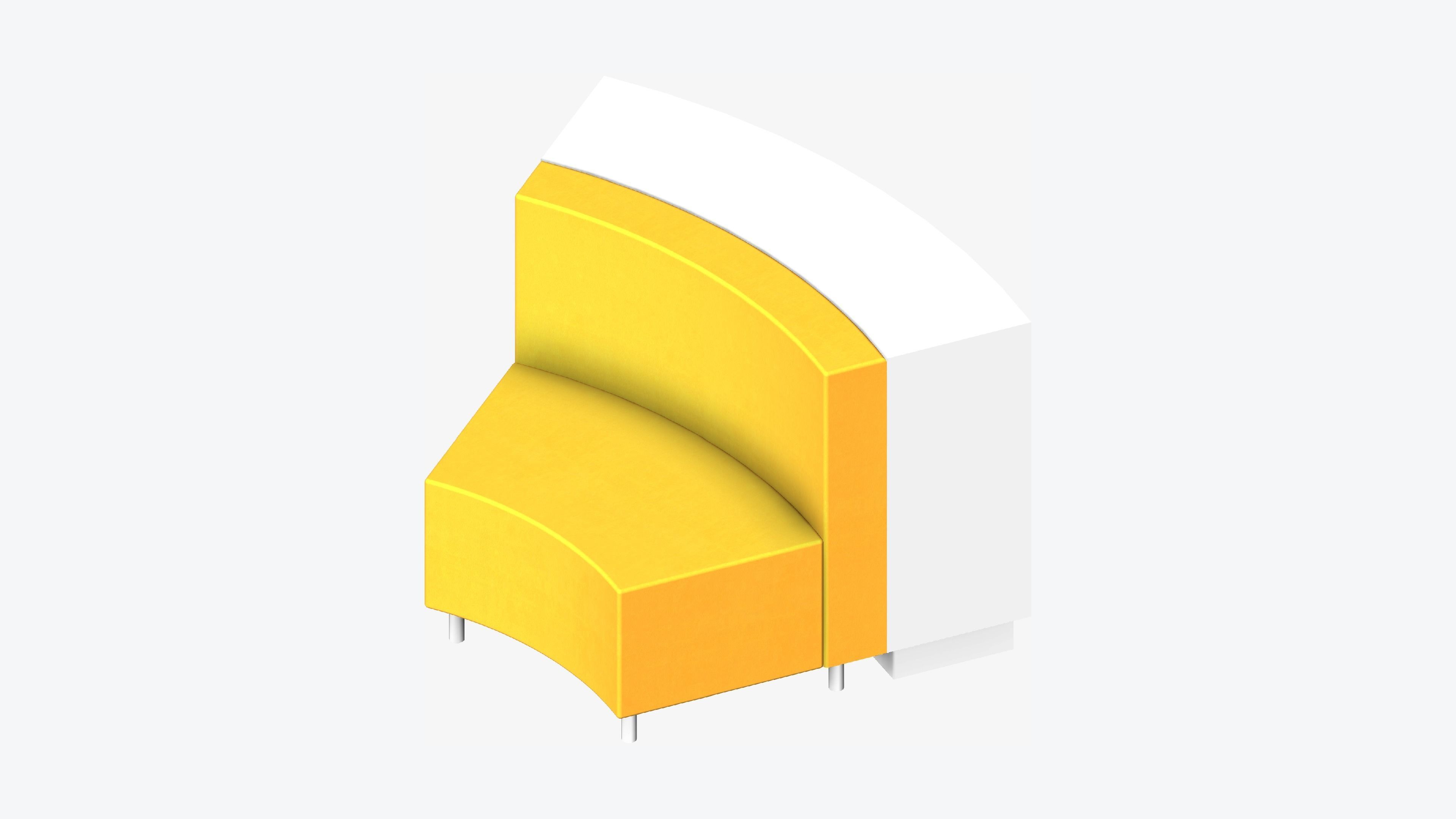 Shelving - Library - Integral - Curve - 2 Tier - Seating Low-poly 3D model_6