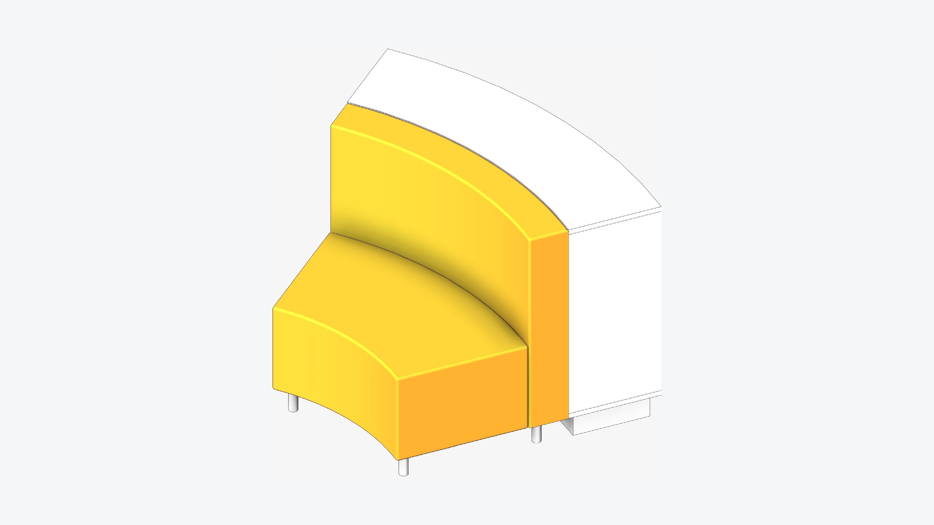 Shelving - Library - Integral - Curve - 2 Tier - Seating Low-poly 3D model_1