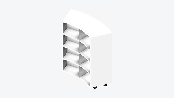 Shelving - Library - Integral - Curve - 4 Tier Low-poly 3D model