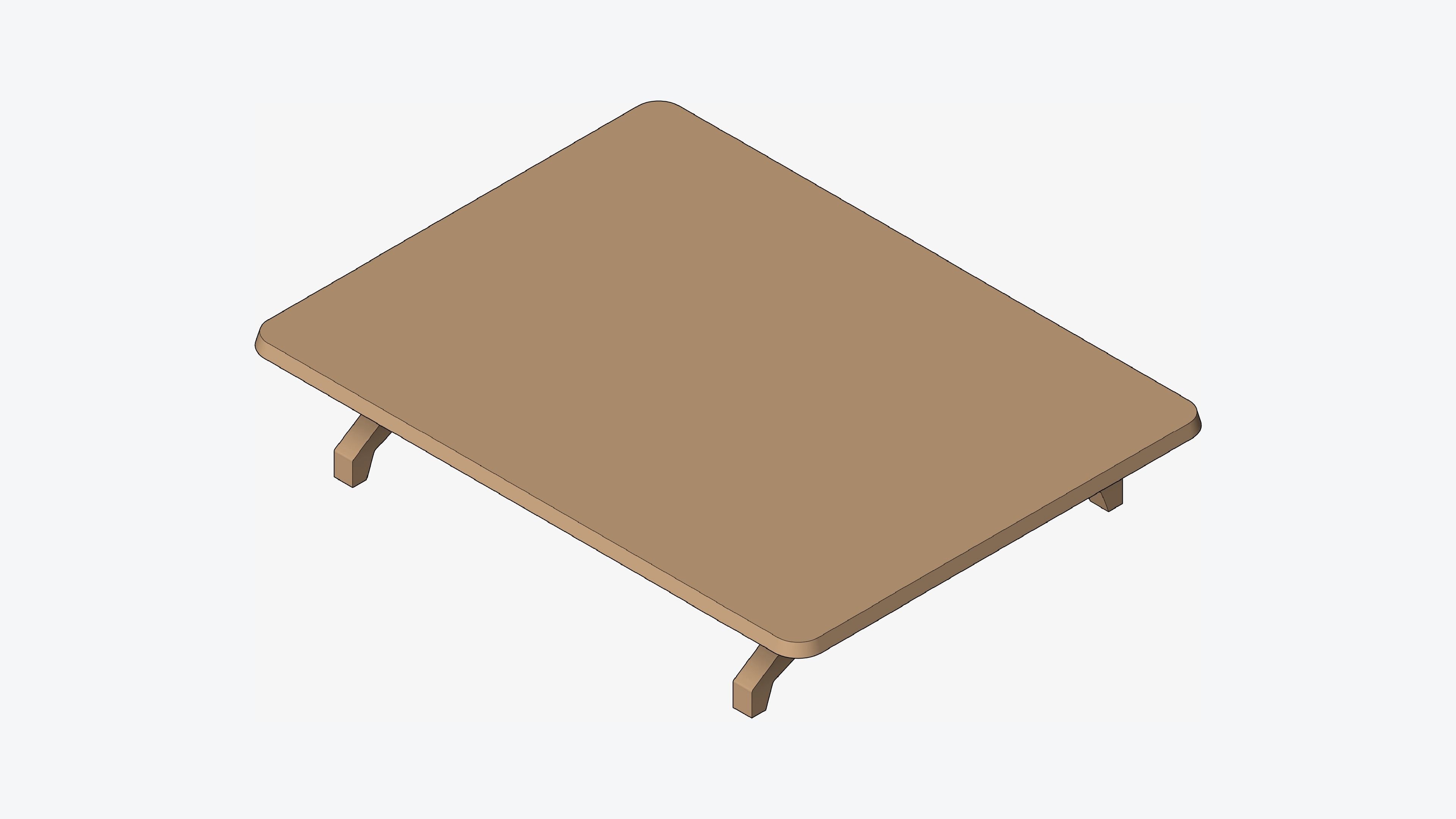 Table - Coffee - Simplicity - Rectangle Low-poly 3D model_1