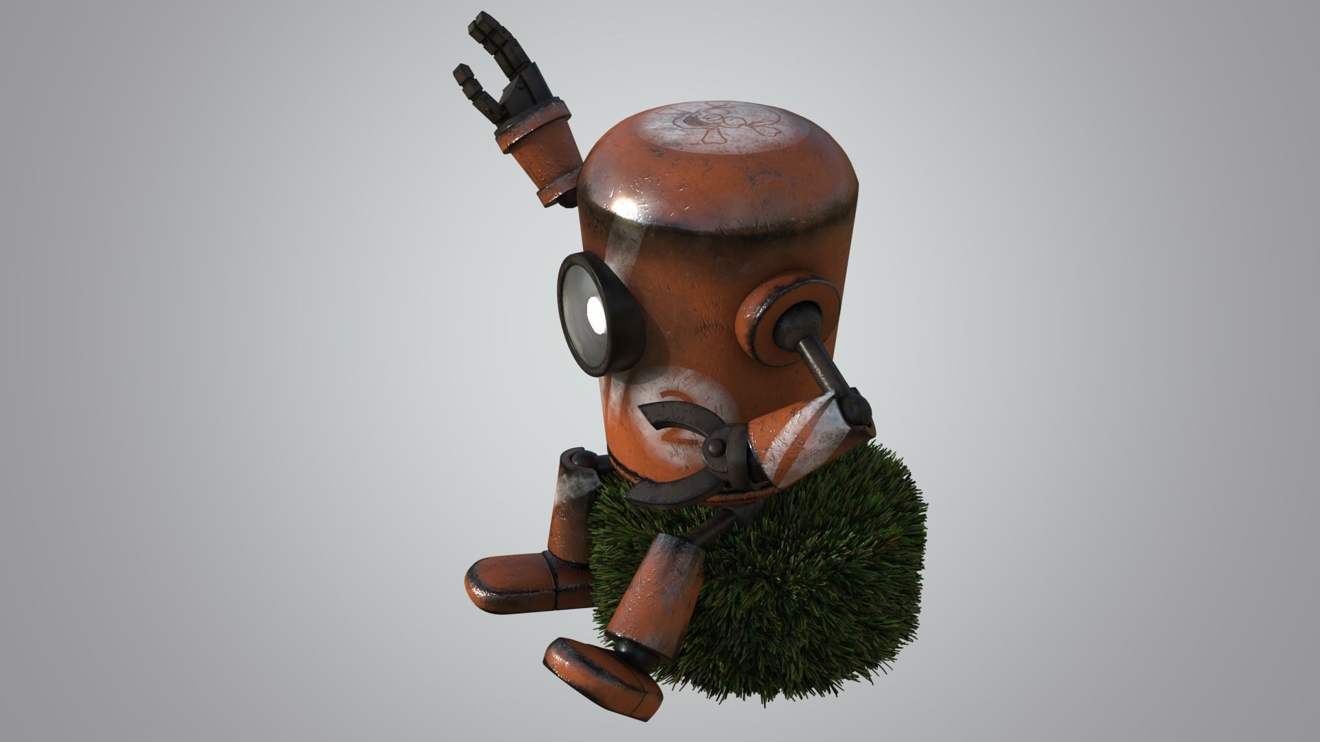 robot orange with gun 3D model_1