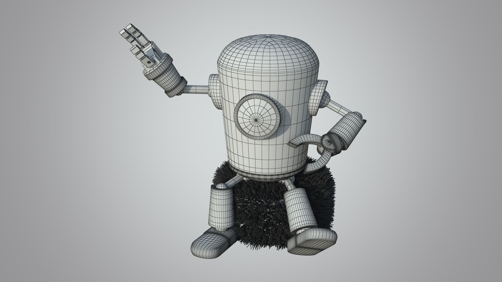 robot orange with gun 3D model_4