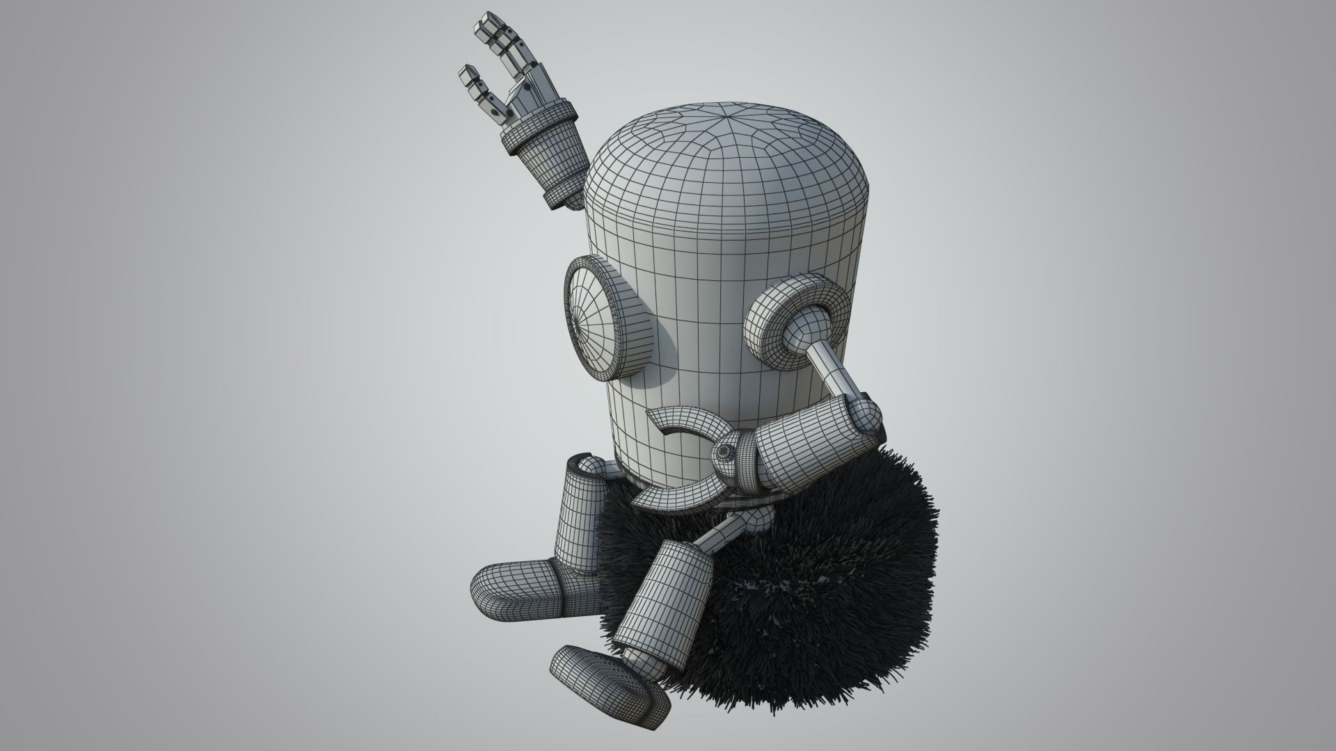 robot orange with gun 3D model_5