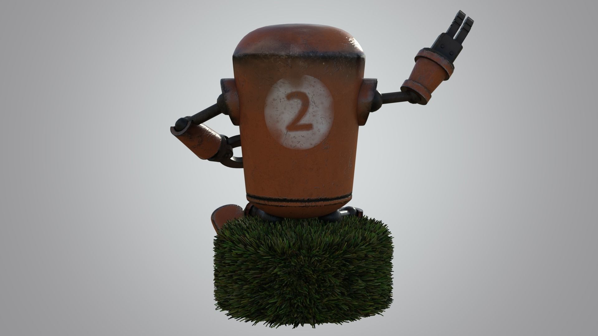 robot orange with gun 3D model_2