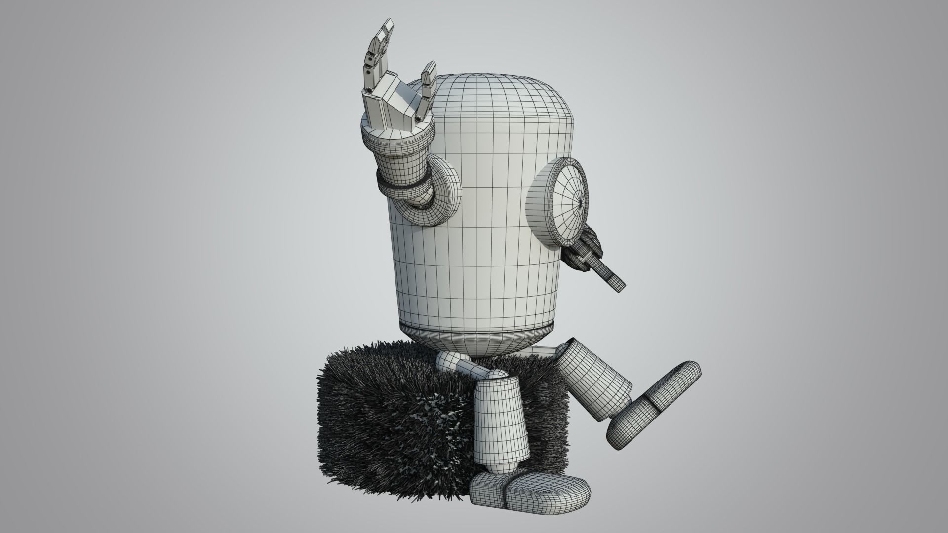robot orange with gun 3D model_7