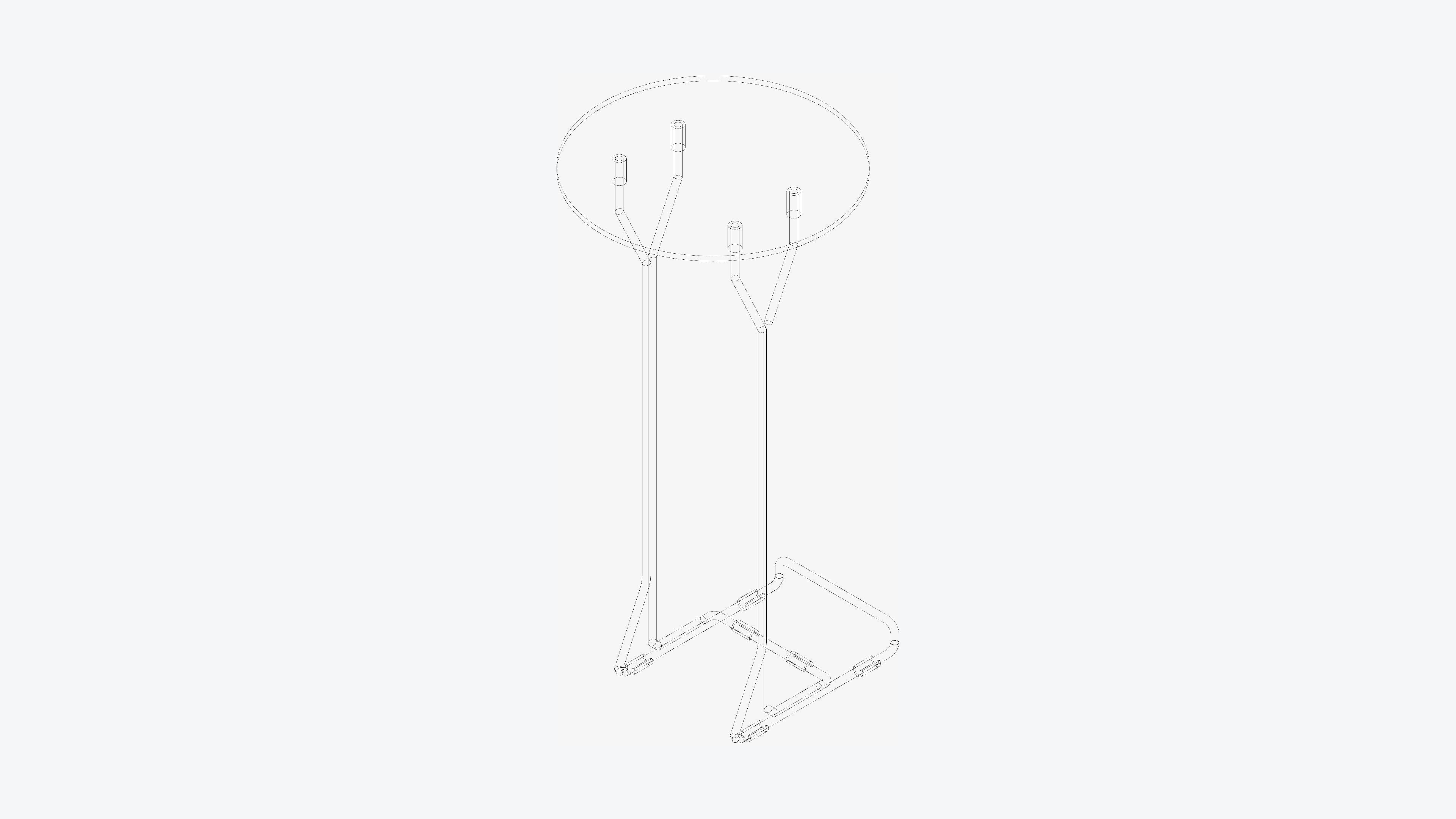 Table - Occasional - Simplicity - Round - Metal Low-poly 3D model_3
