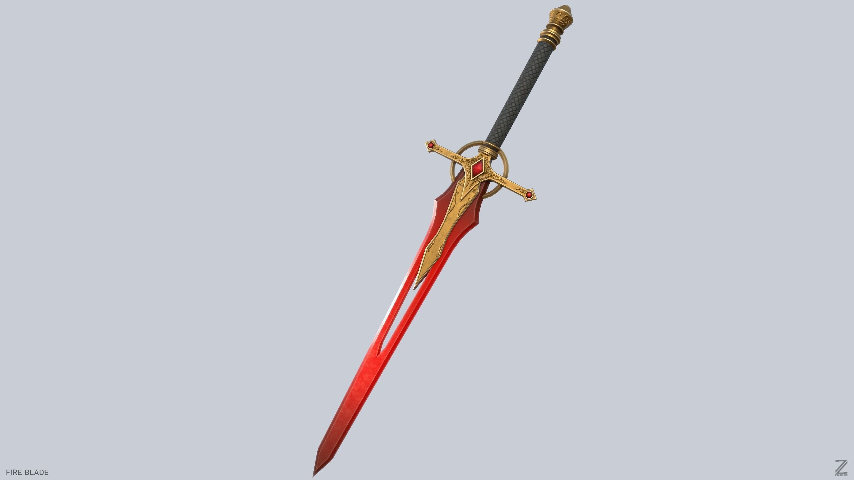 Fire blade Low-poly 3D model_7