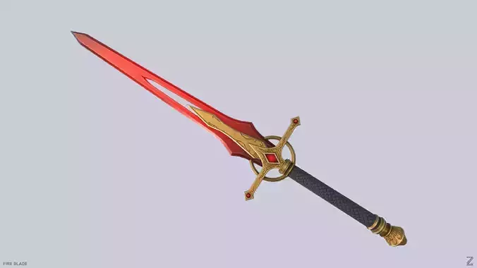 Fire blade Low-poly 3D model