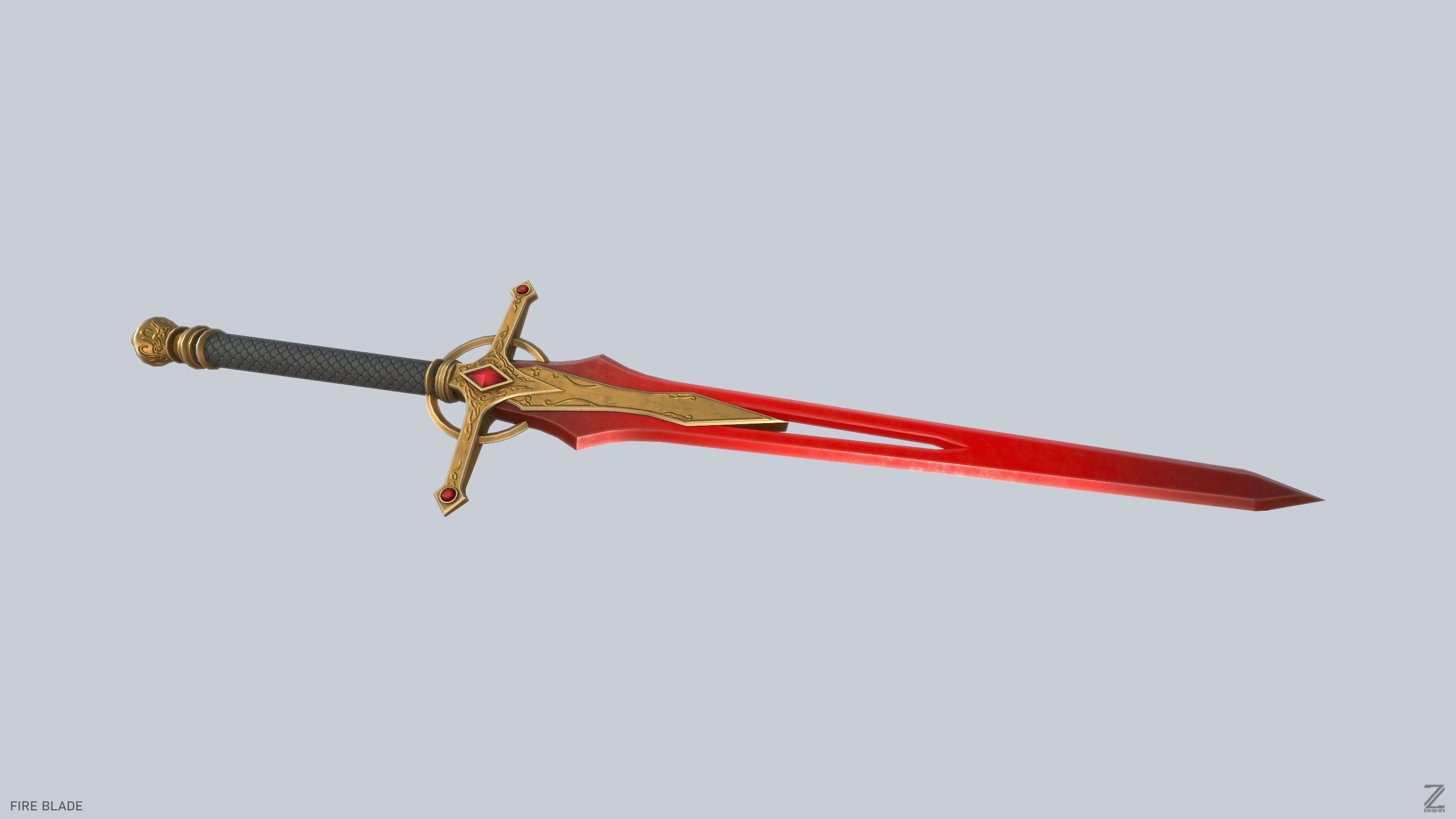 Fire blade Low-poly 3D model_6