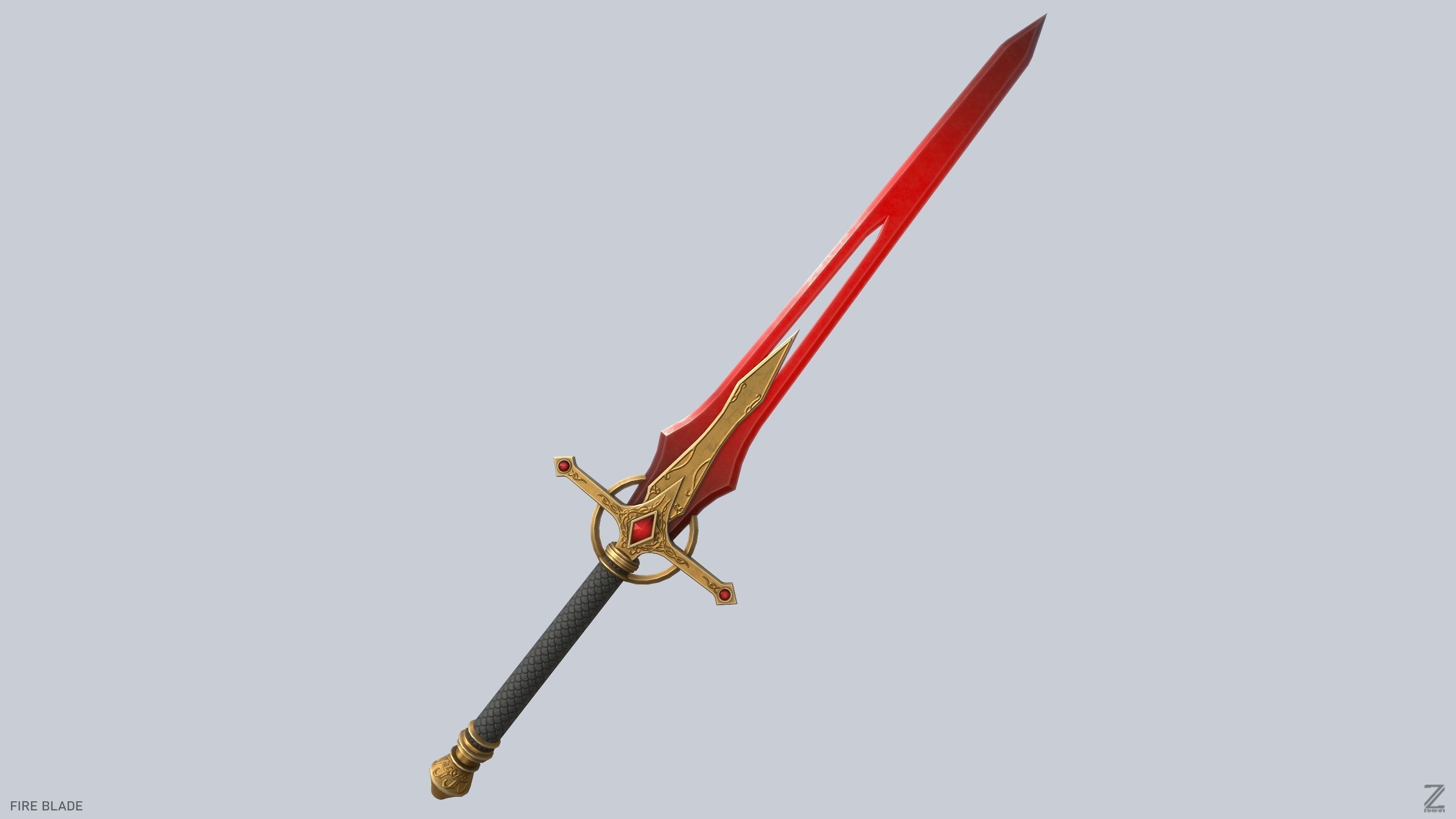 Fire blade Low-poly 3D model_2