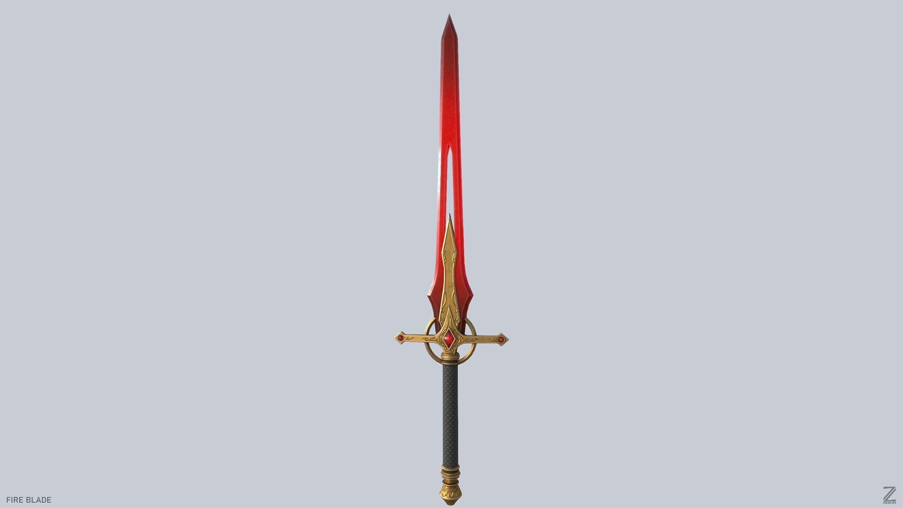 Fire blade Low-poly 3D model_5