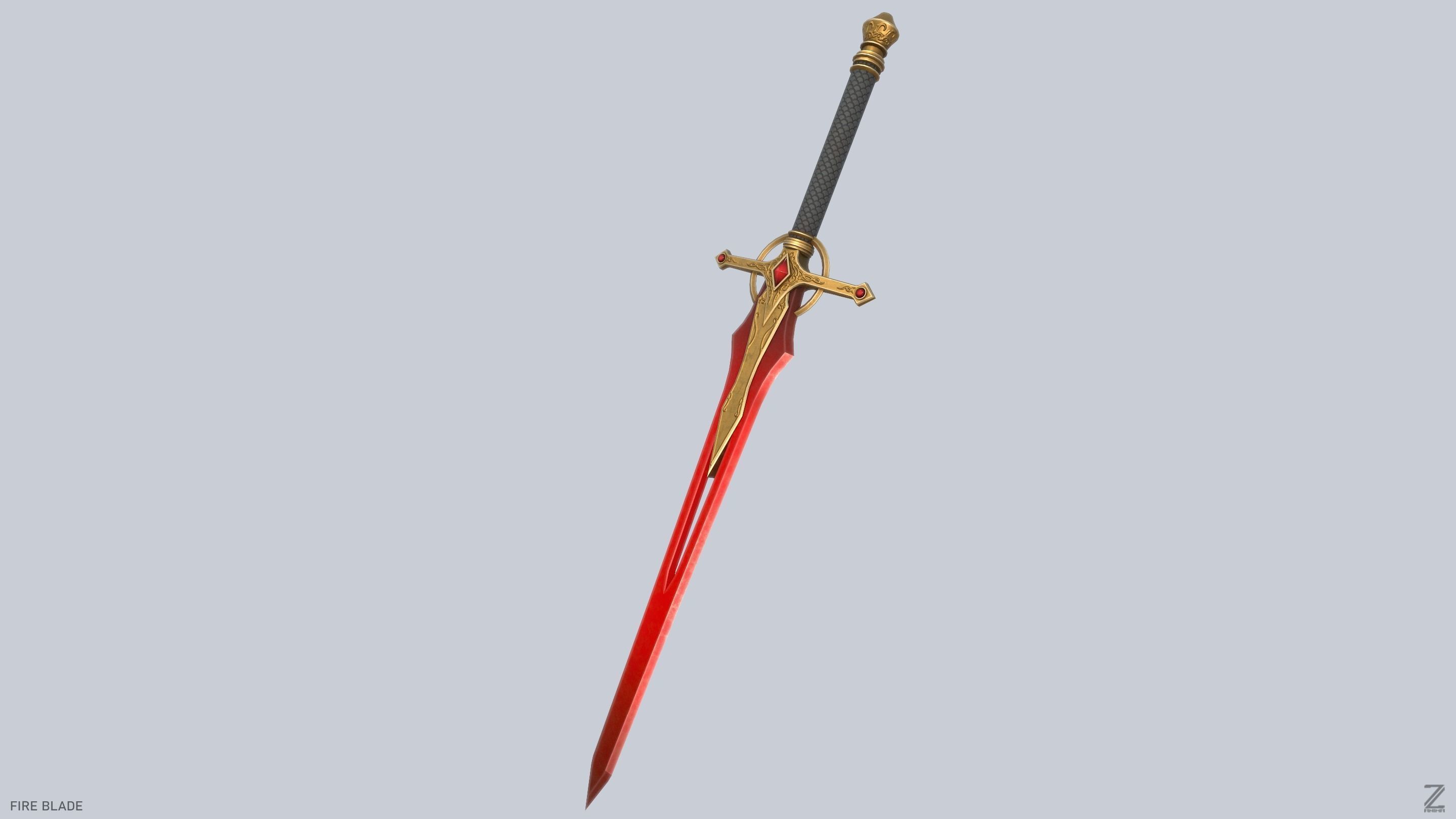 Fire blade Low-poly 3D model_9