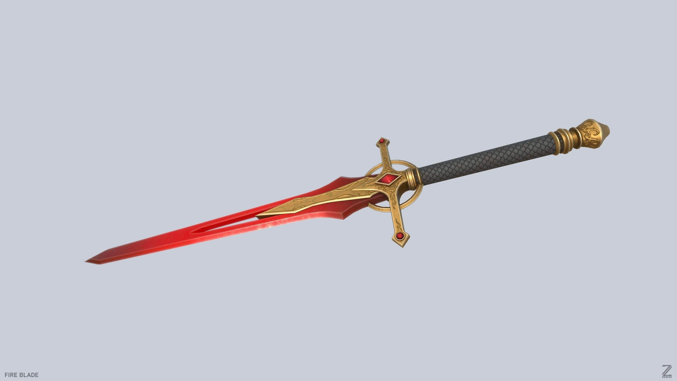 Fire blade Low-poly 3D model_8