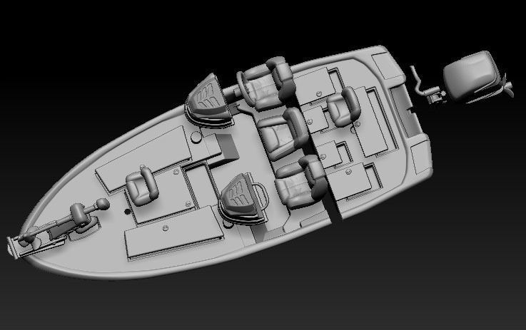 1-16 scale nitro bass boat 3d print 3D print model_4