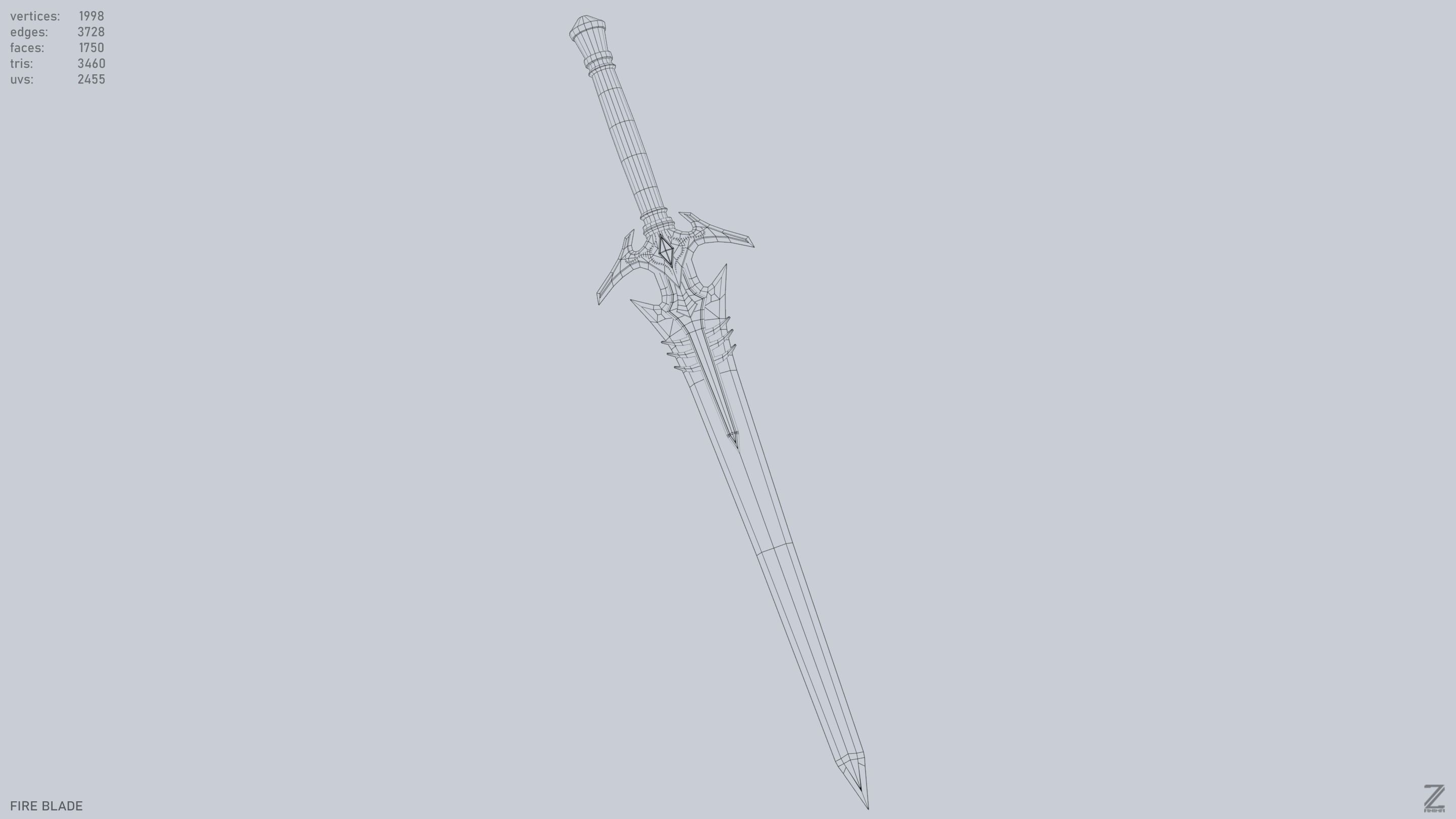 Fire blade Low-poly 3D model_13