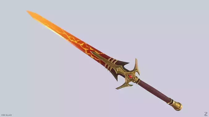Fire blade Low-poly 3D model