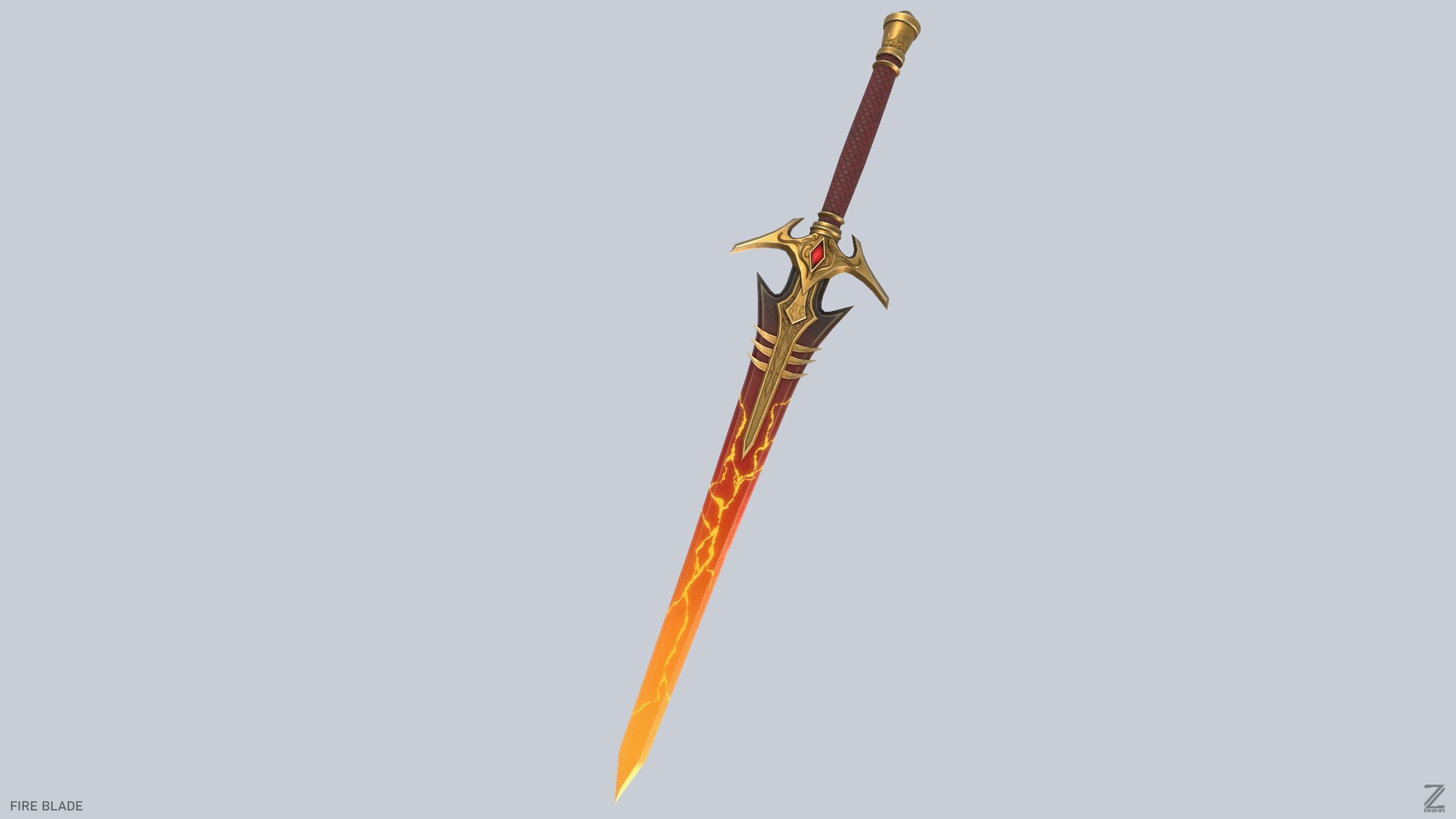 Fire blade Low-poly 3D model_8