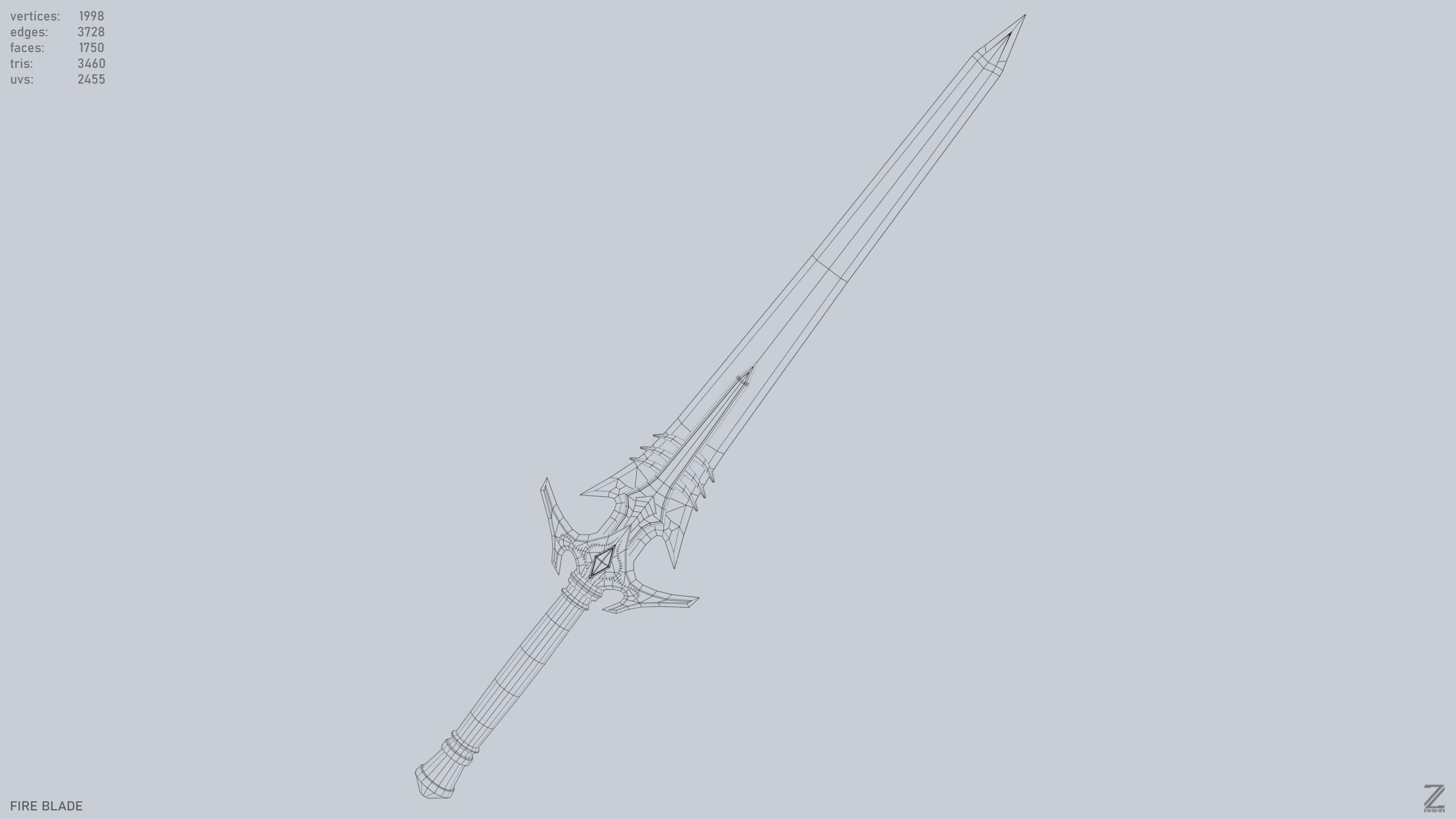 Fire blade Low-poly 3D model_15