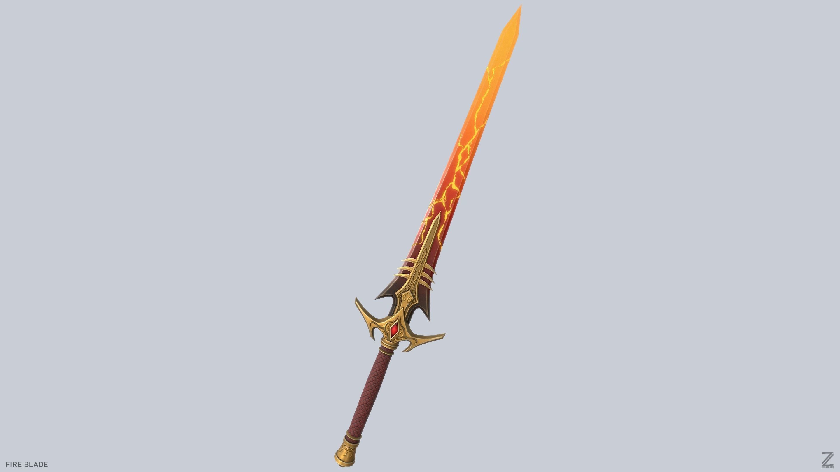 Fire blade Low-poly 3D model_6