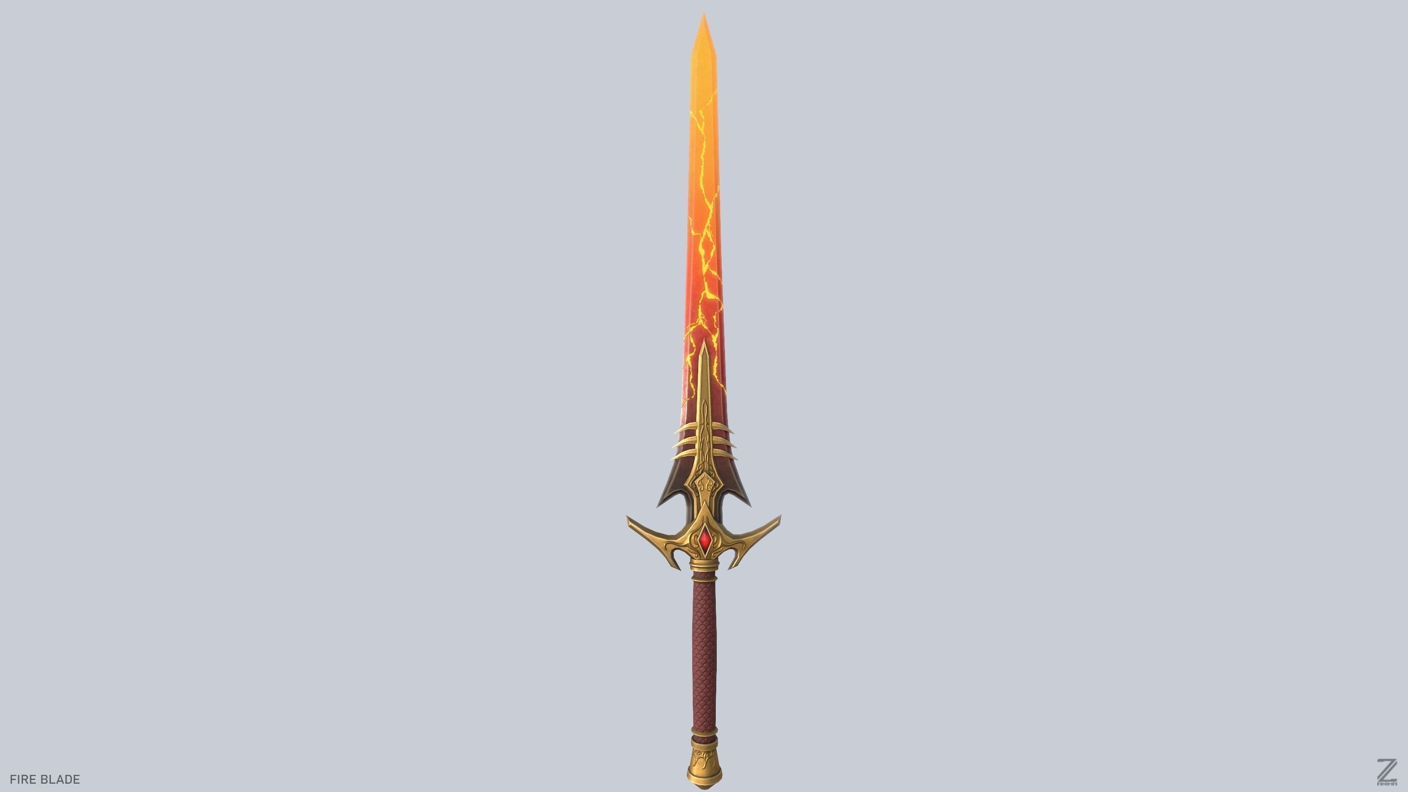 Fire blade Low-poly 3D model_5