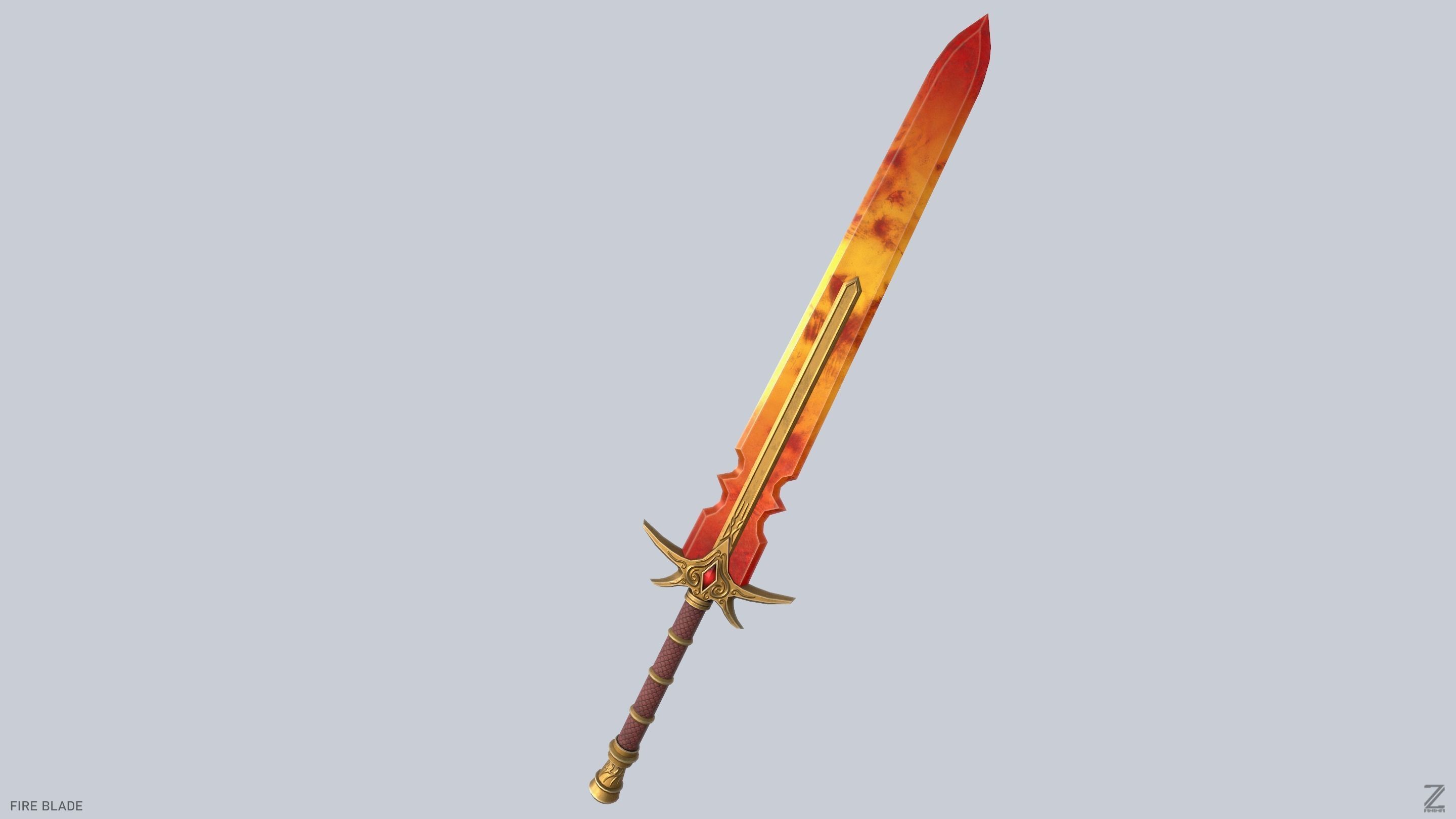 Fire blade Low-poly 3D model_6