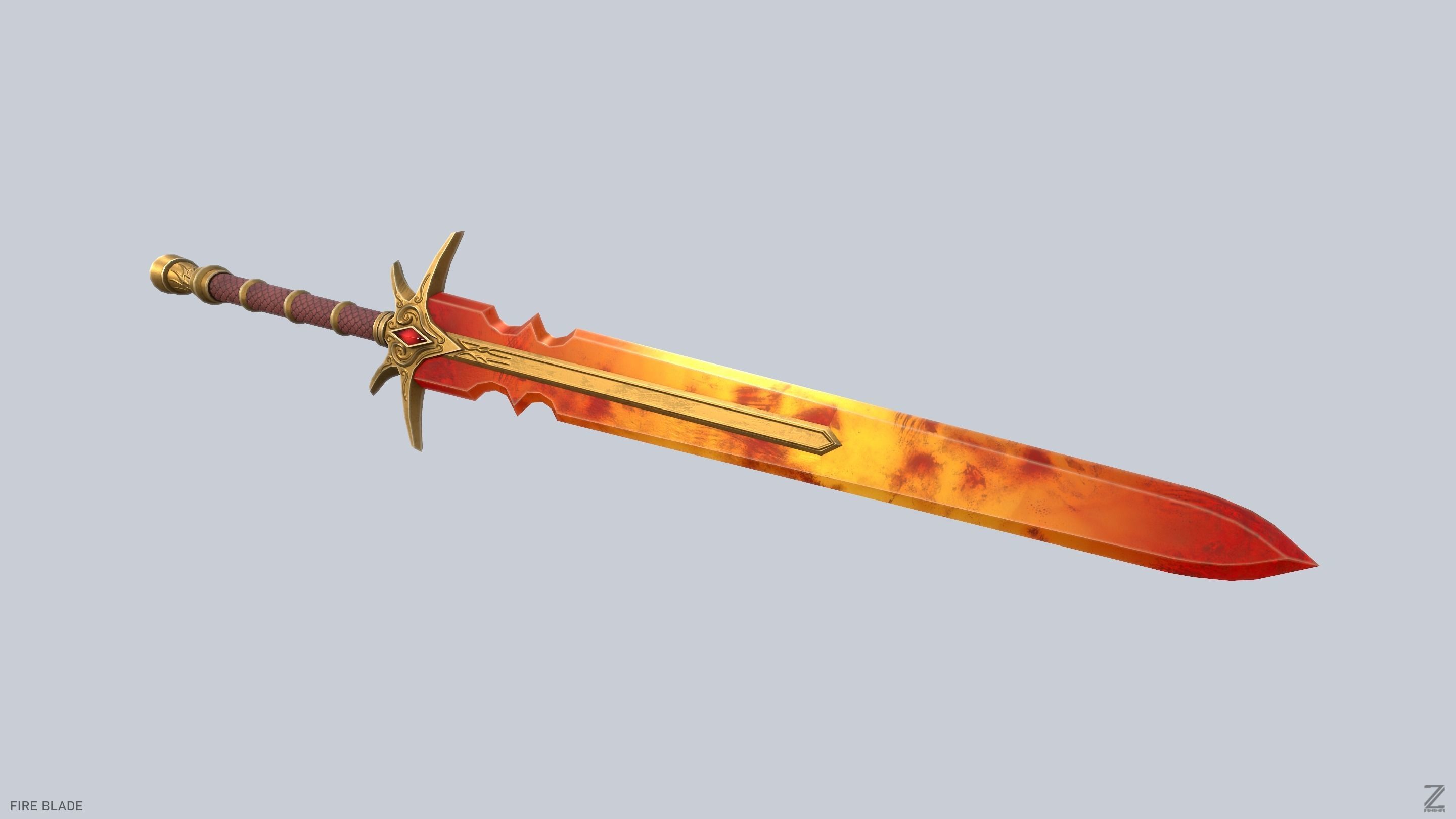 Fire blade Low-poly 3D model_2
