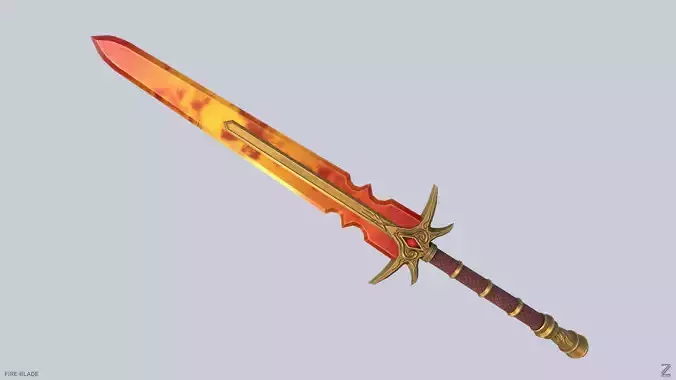 Fire blade Low-poly 3D model