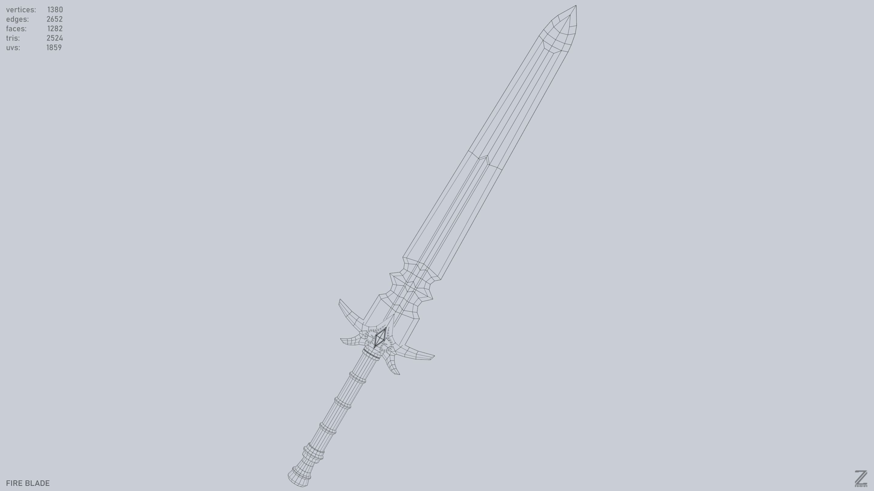 Fire blade Low-poly 3D model_15