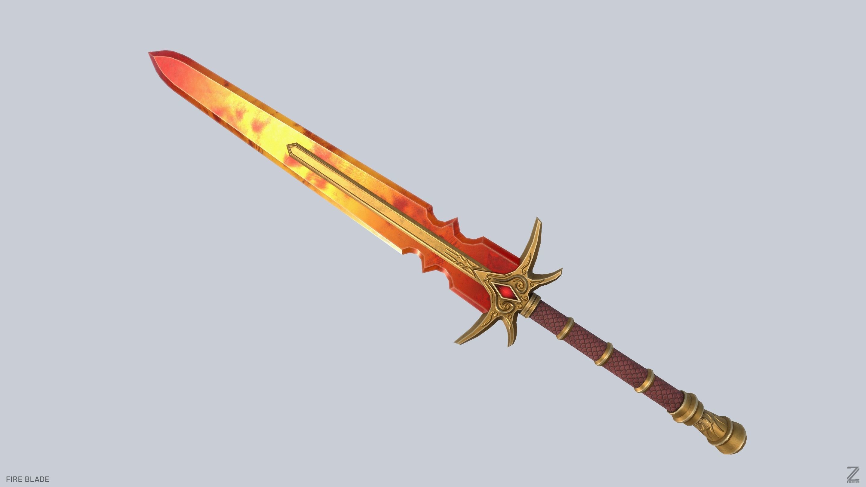 Fire blade Low-poly 3D model_8