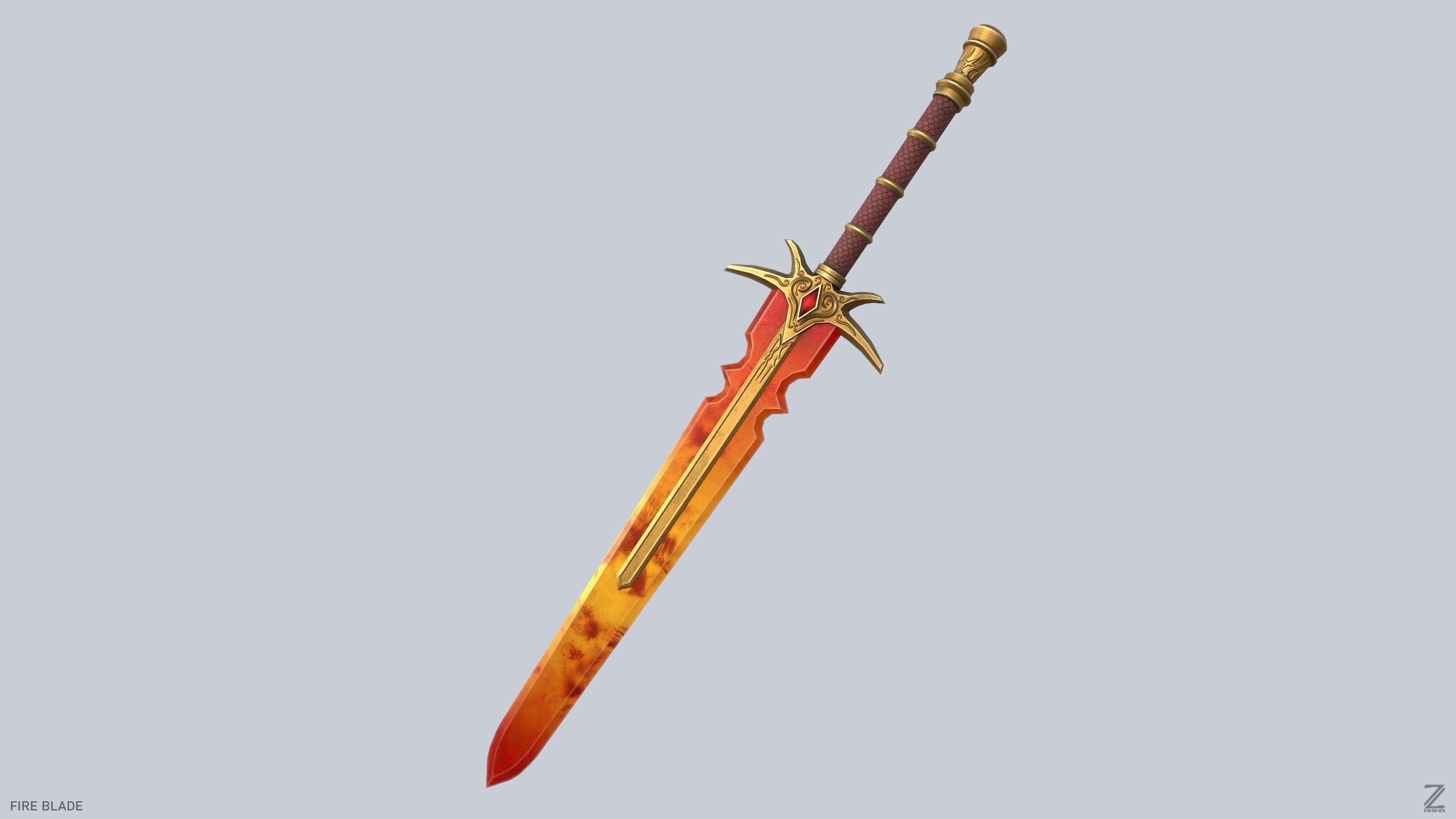 Fire blade Low-poly 3D model_7