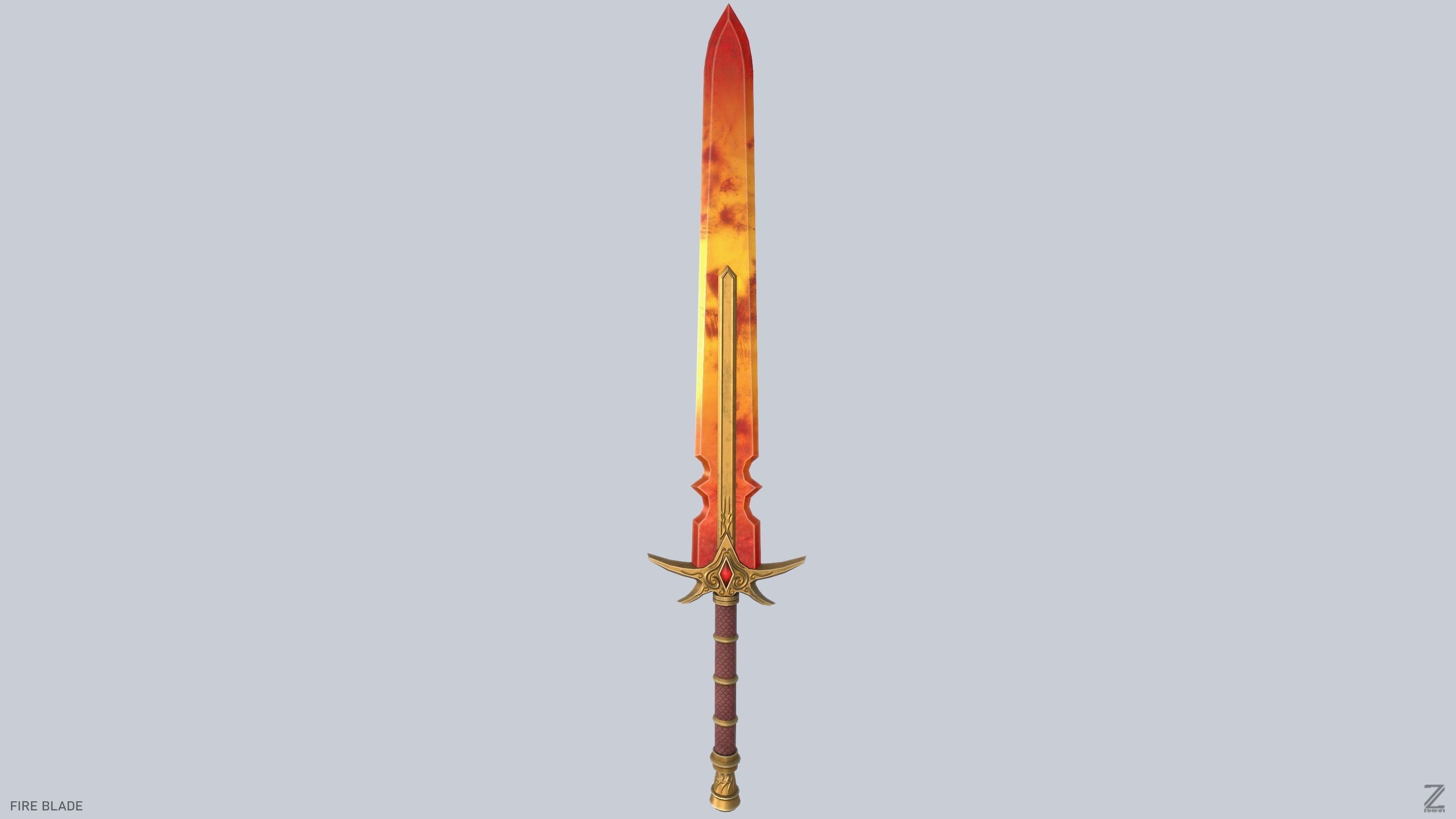 Fire blade Low-poly 3D model_5