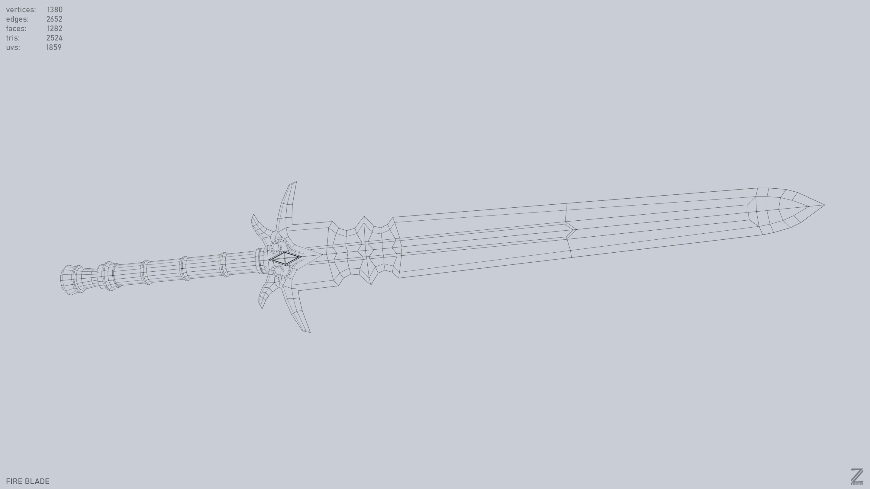 Fire blade Low-poly 3D model_13