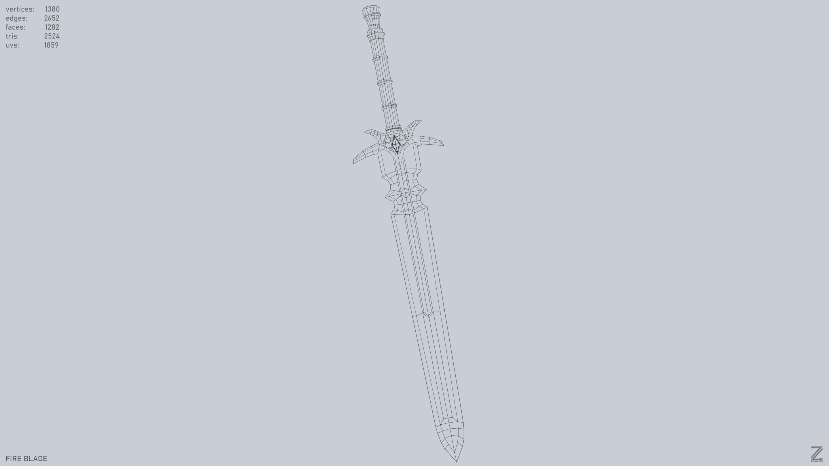 Fire blade Low-poly 3D model_14