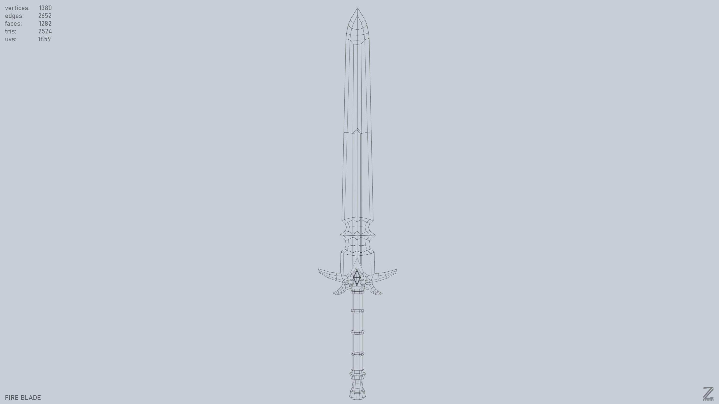 Fire blade Low-poly 3D model_10