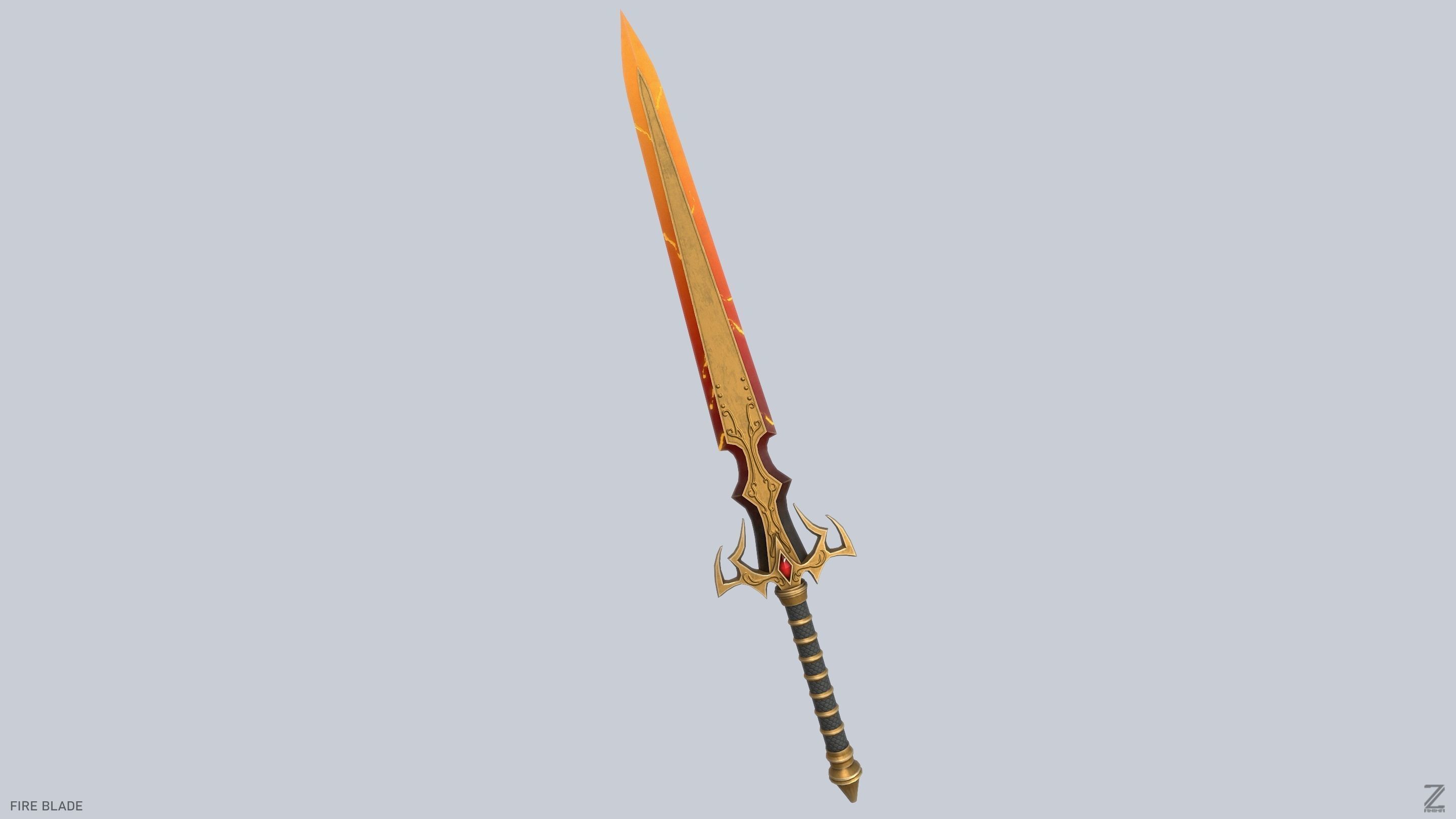 Fire blade Low-poly 3D model_8