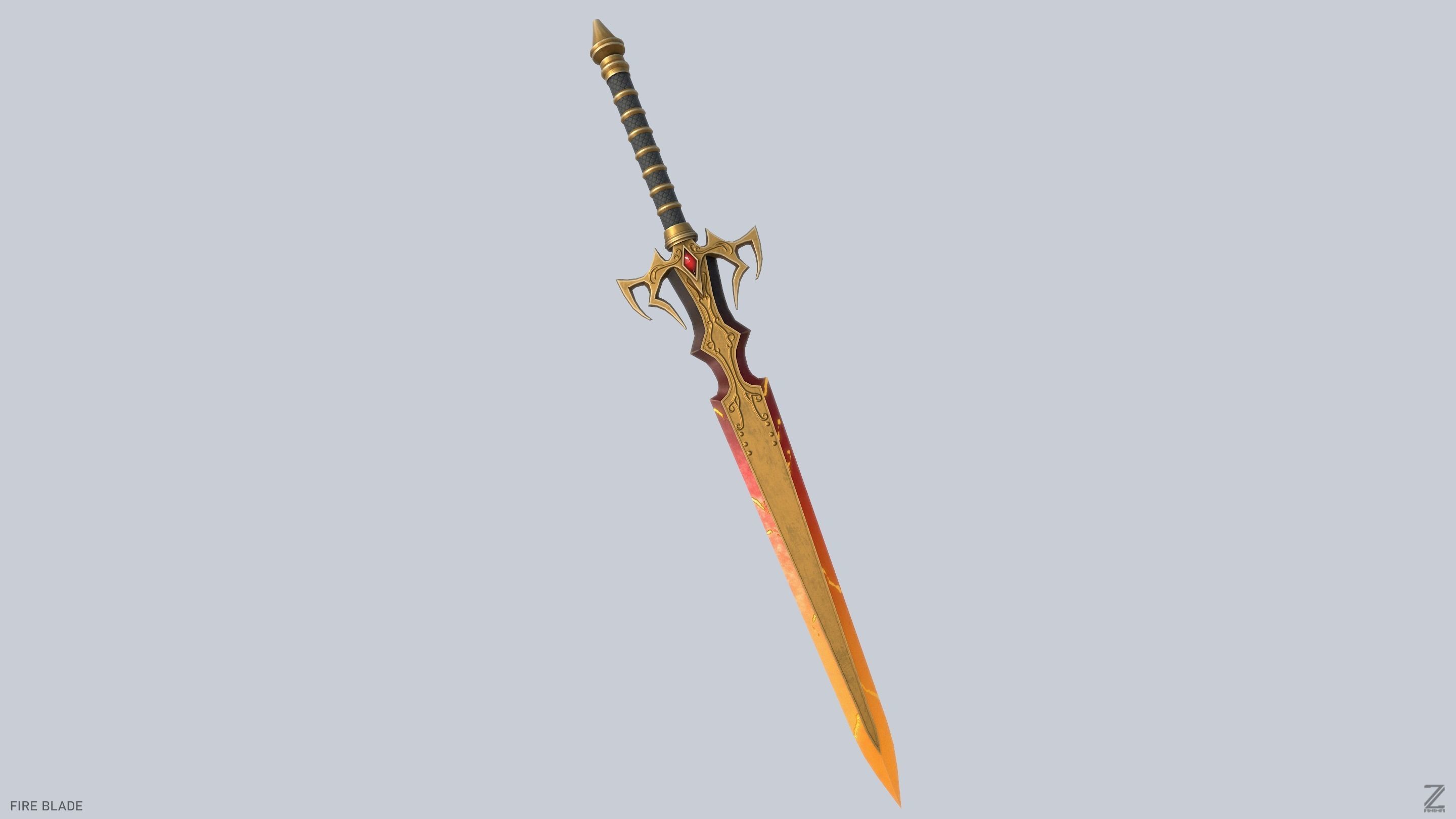 Fire blade Low-poly 3D model_6