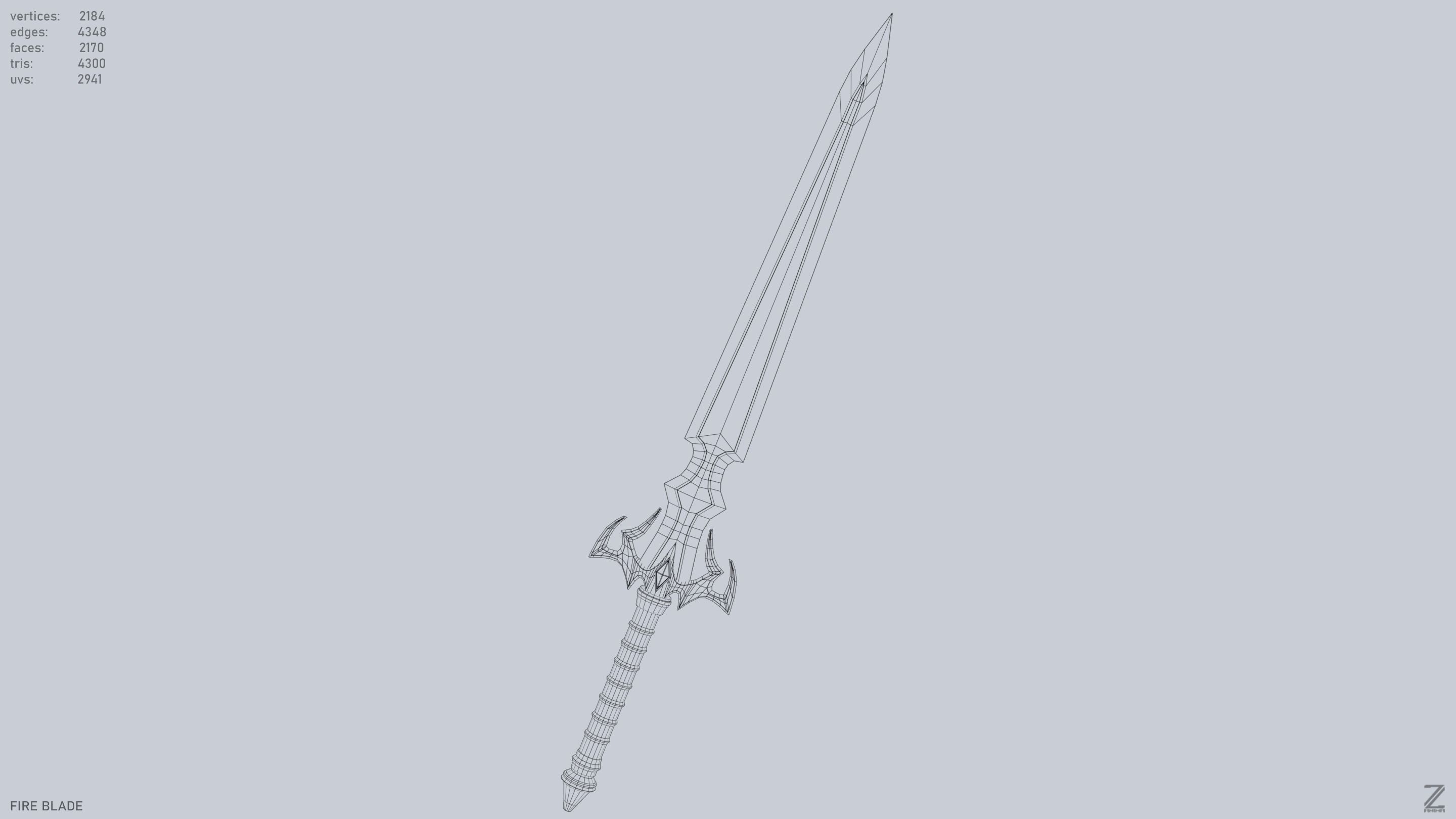 Fire blade Low-poly 3D model_15