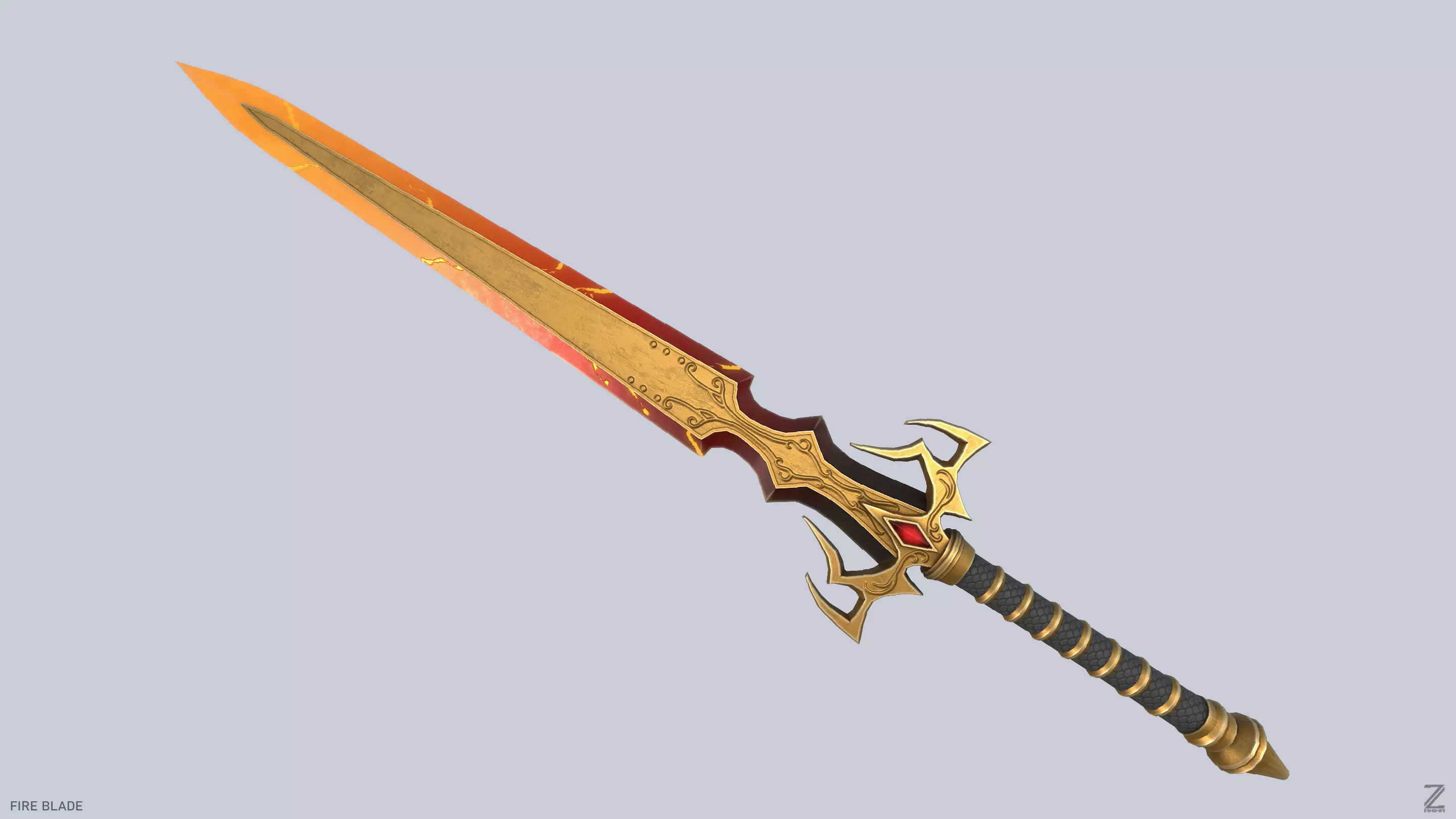 Fire blade Low-poly 3D model_0