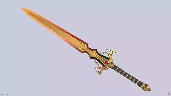 Fire blade Low-poly 3D model