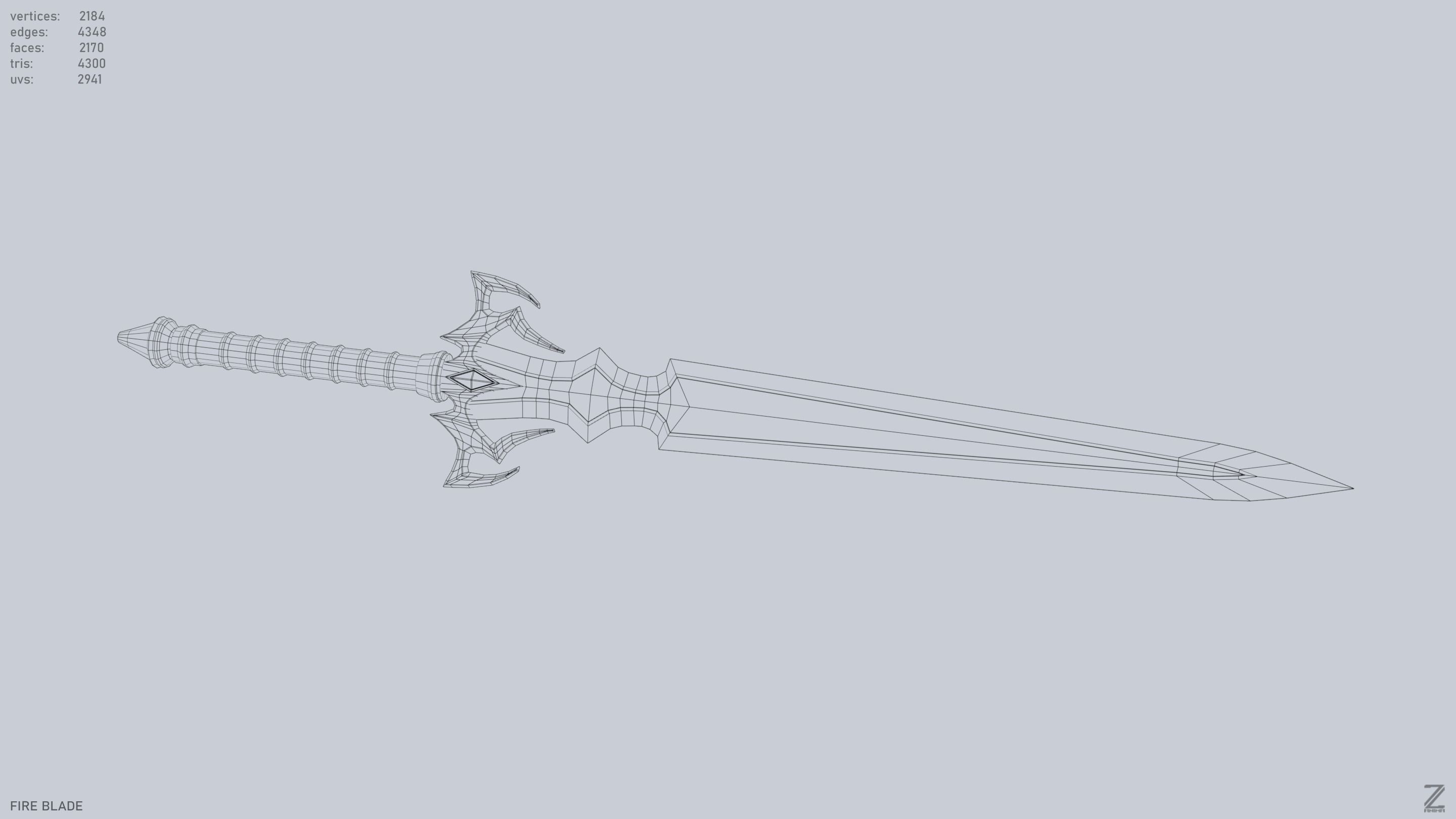 Fire blade Low-poly 3D model_13