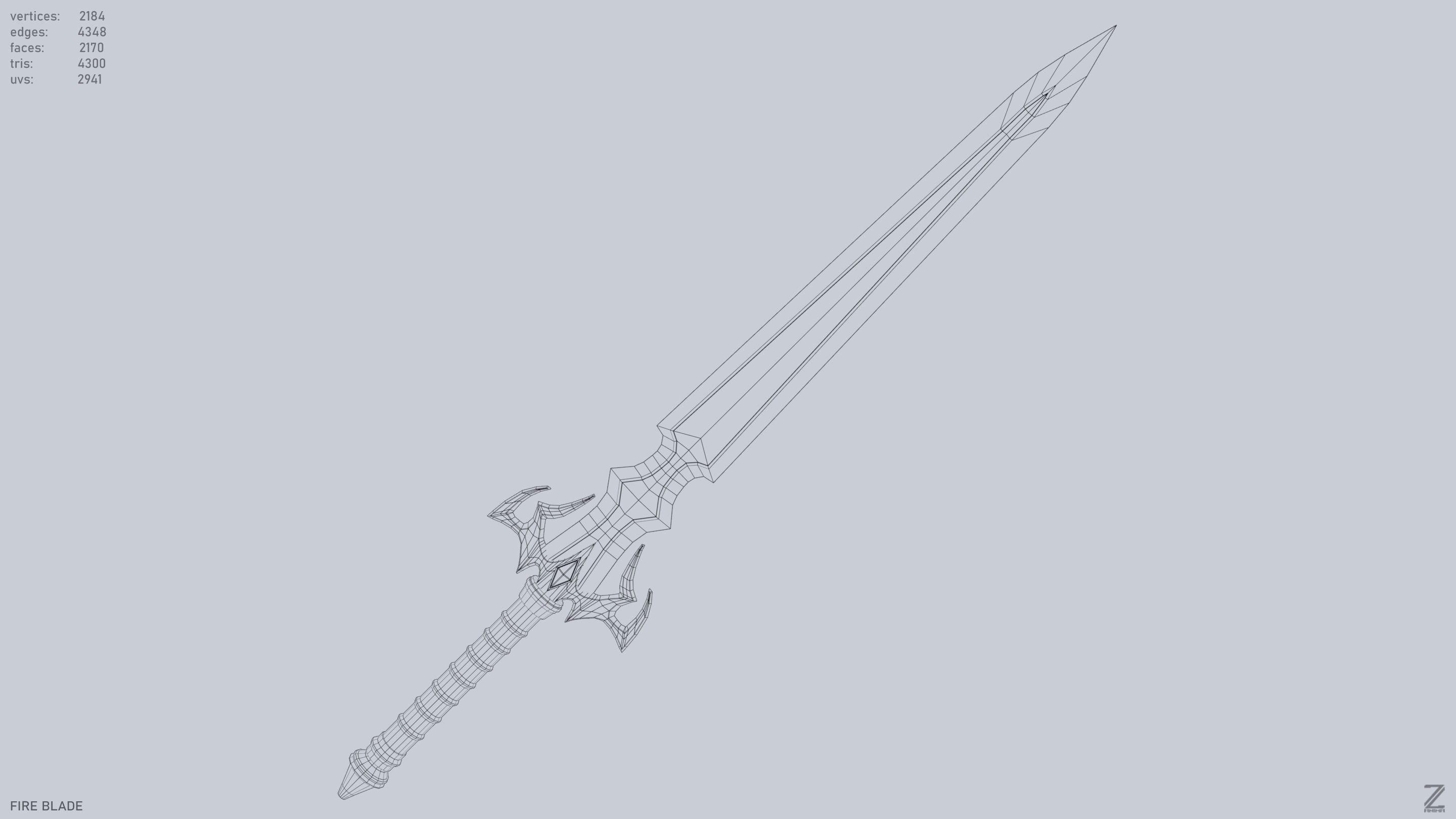 Fire blade Low-poly 3D model_14