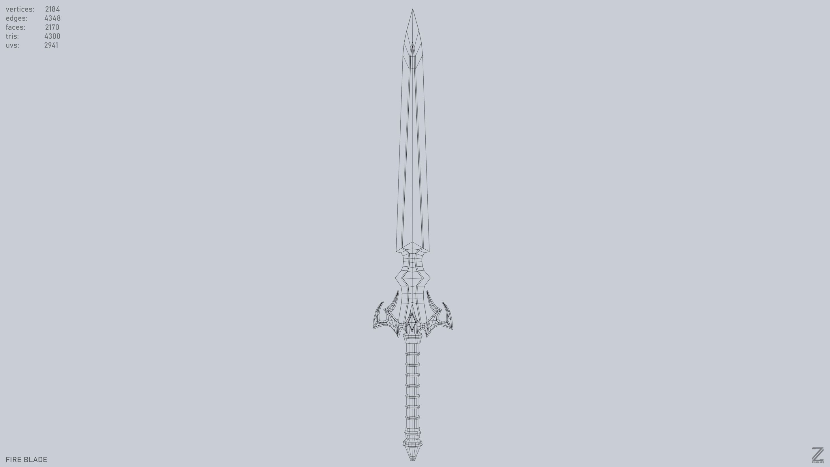 Fire blade Low-poly 3D model_10