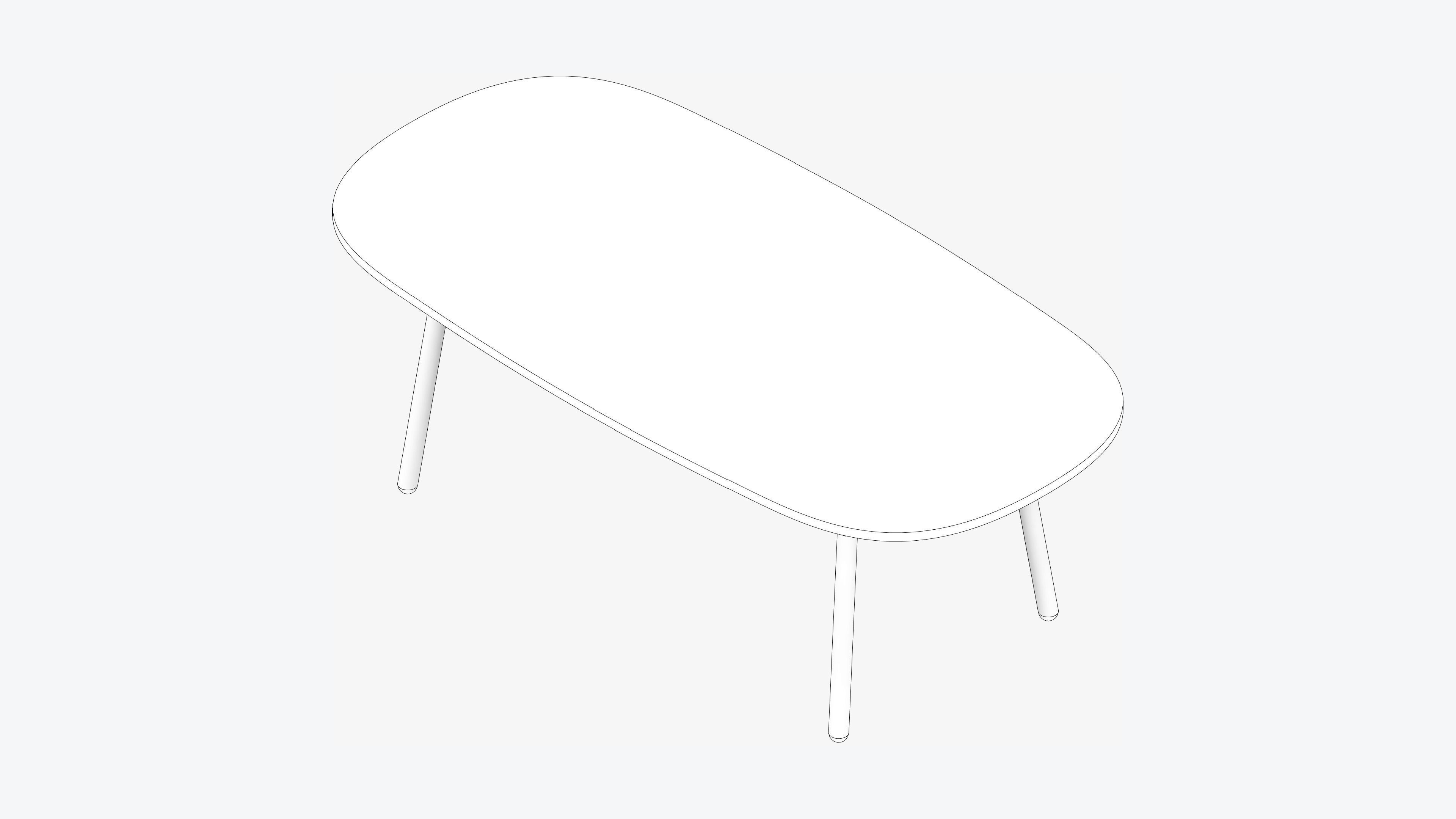 Table - Timberline - Rounded - Rectangle Low-poly 3D model_2