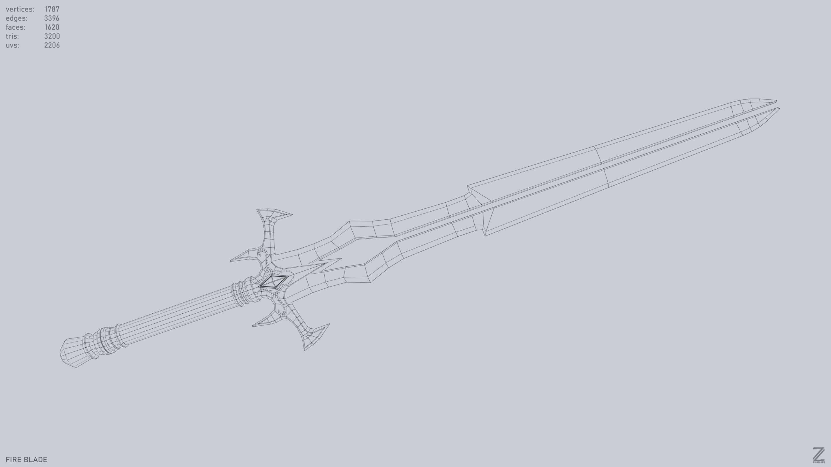 Fire blade Low-poly 3D model_14