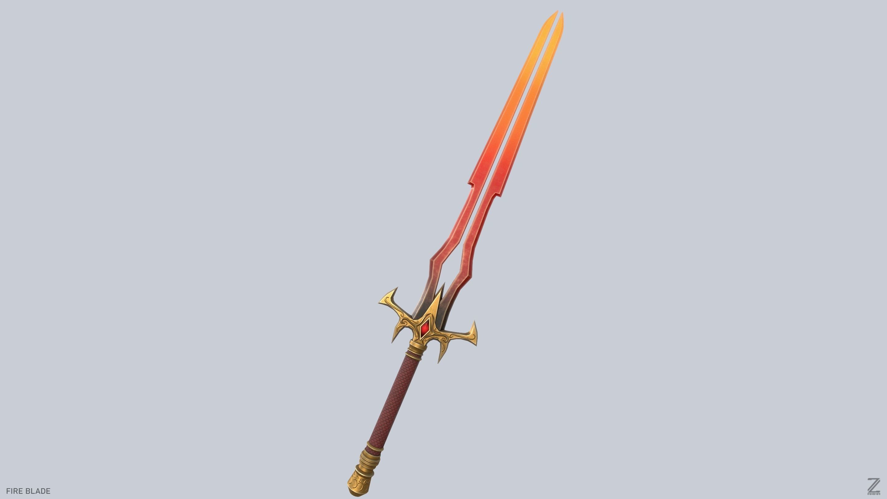 Fire blade Low-poly 3D model_5