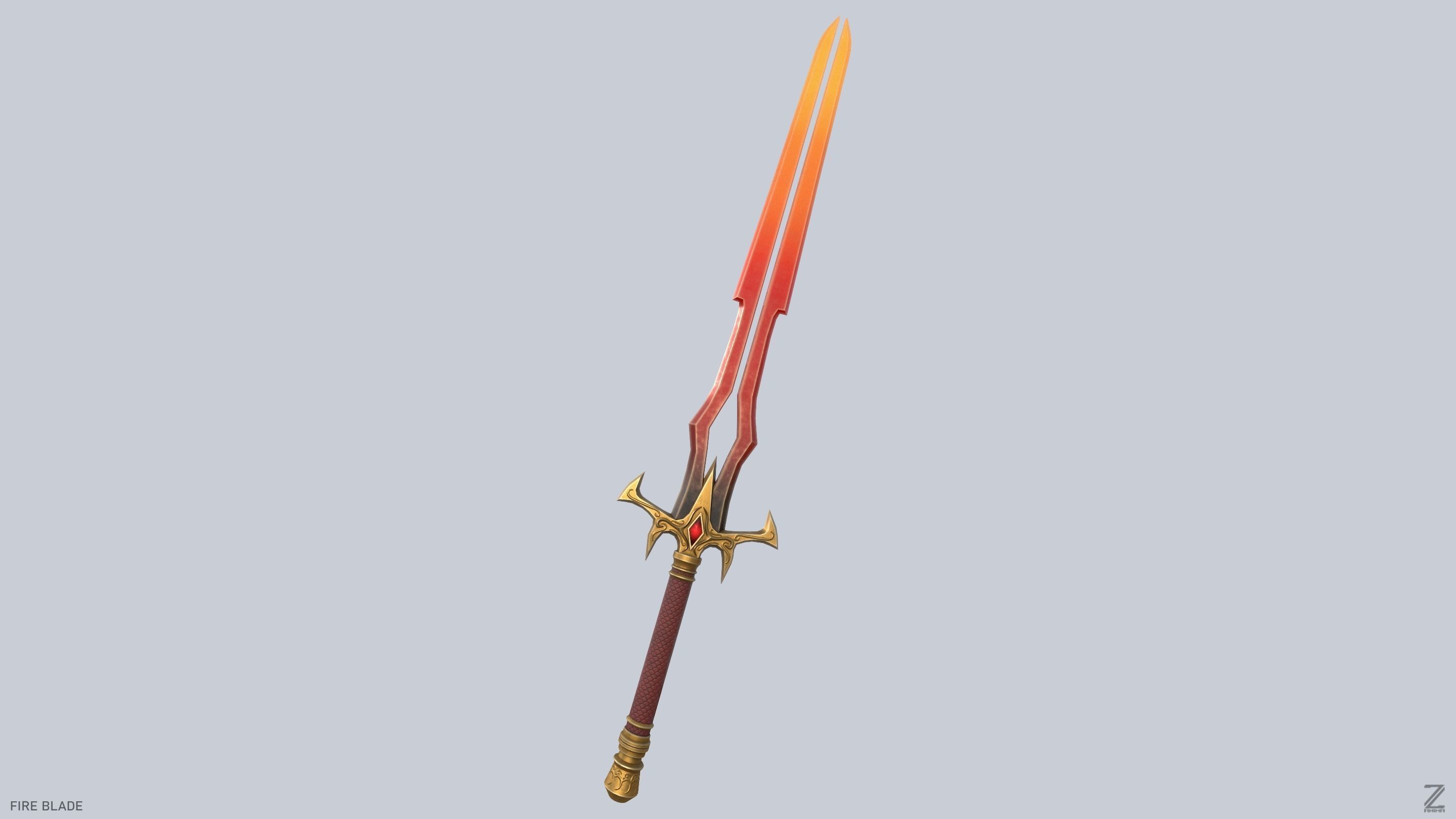 Fire blade Low-poly 3D model_8