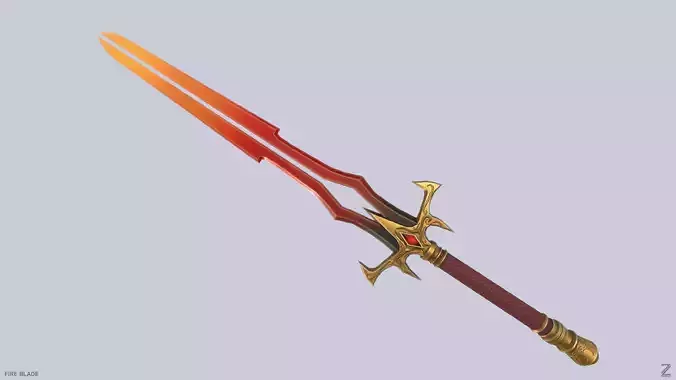 Fire blade Low-poly 3D model