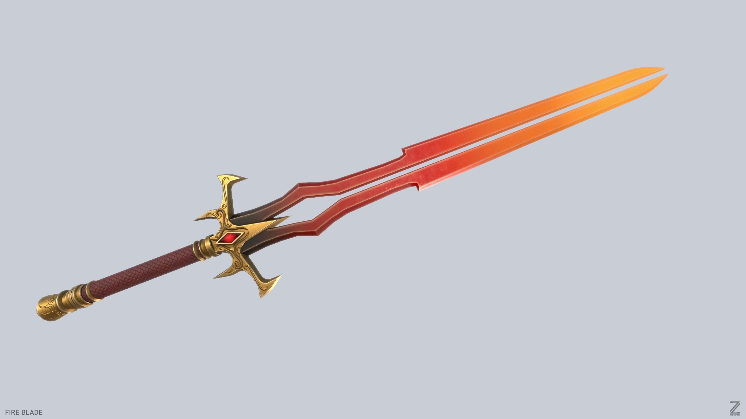 Fire blade Low-poly 3D model_7