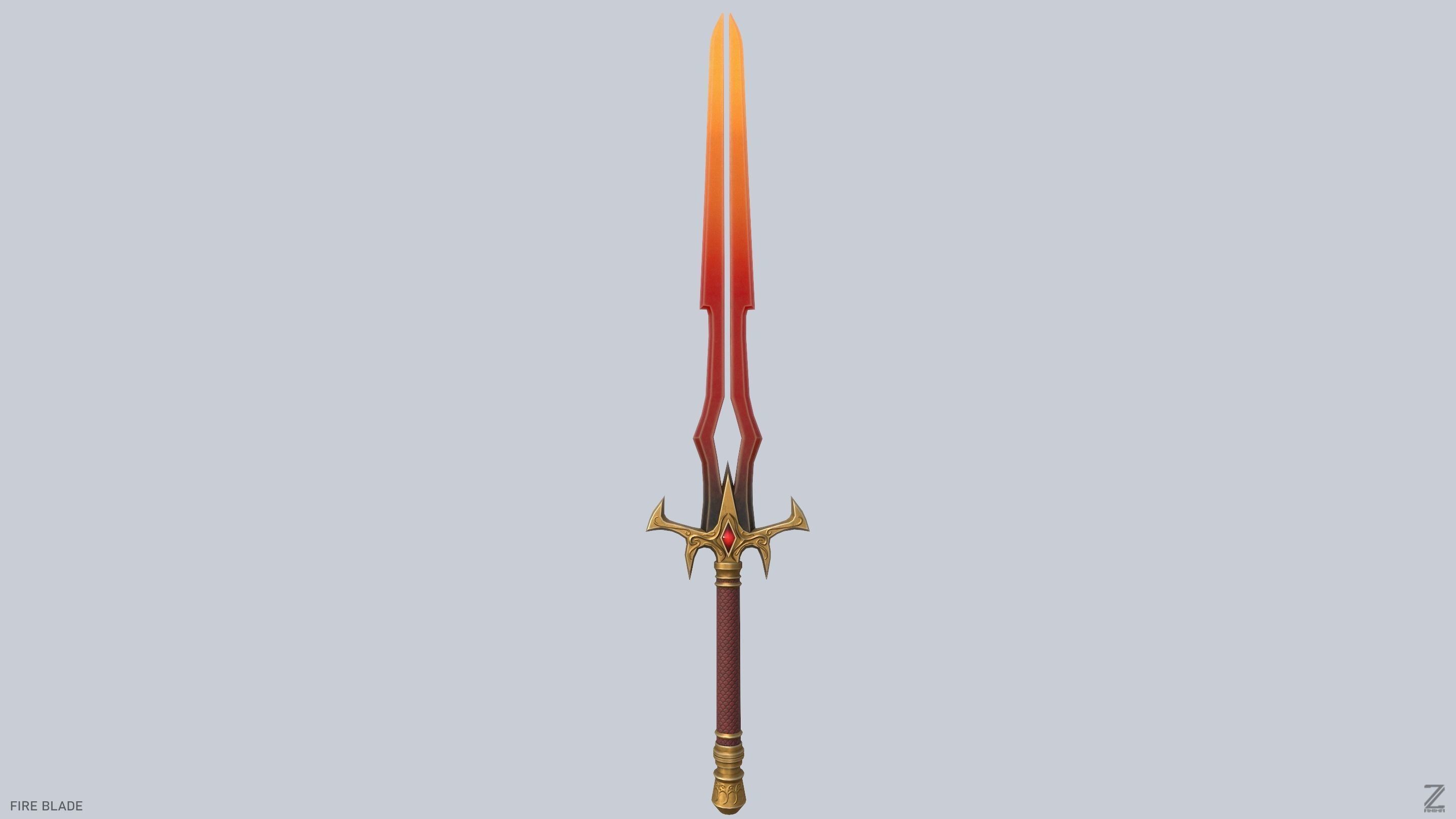 Fire blade Low-poly 3D model_6