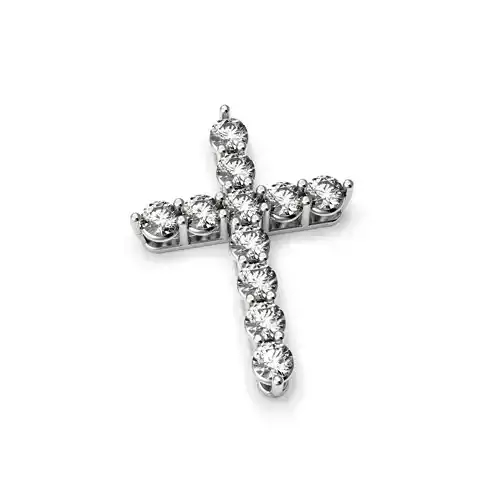 G0499 silver cross pendant with diamonds